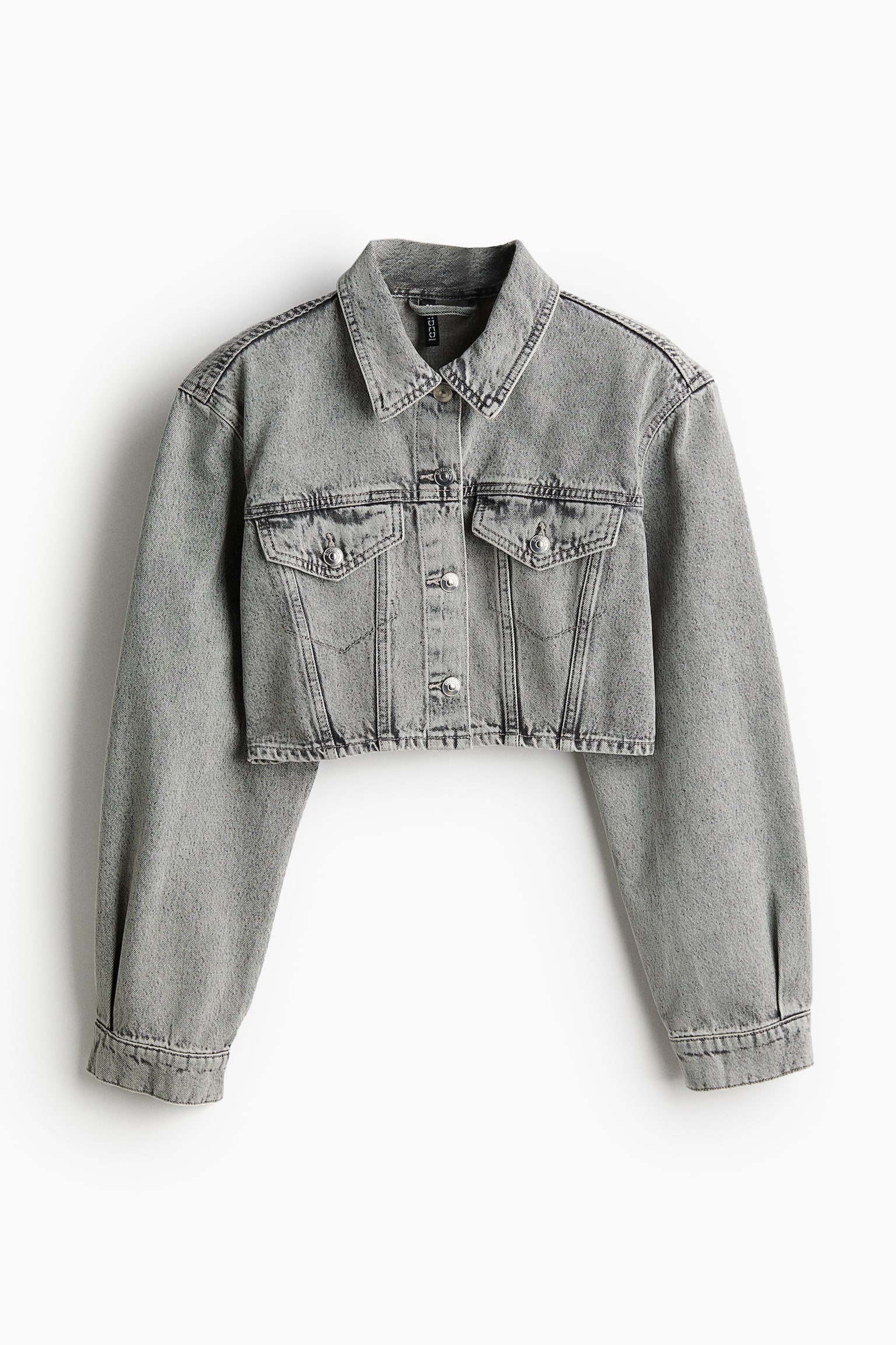 Shoulder Pad Denim Jacket - Light grey - 2