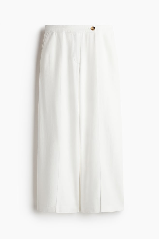 Dressy Linen-Blend Pants - White - 1