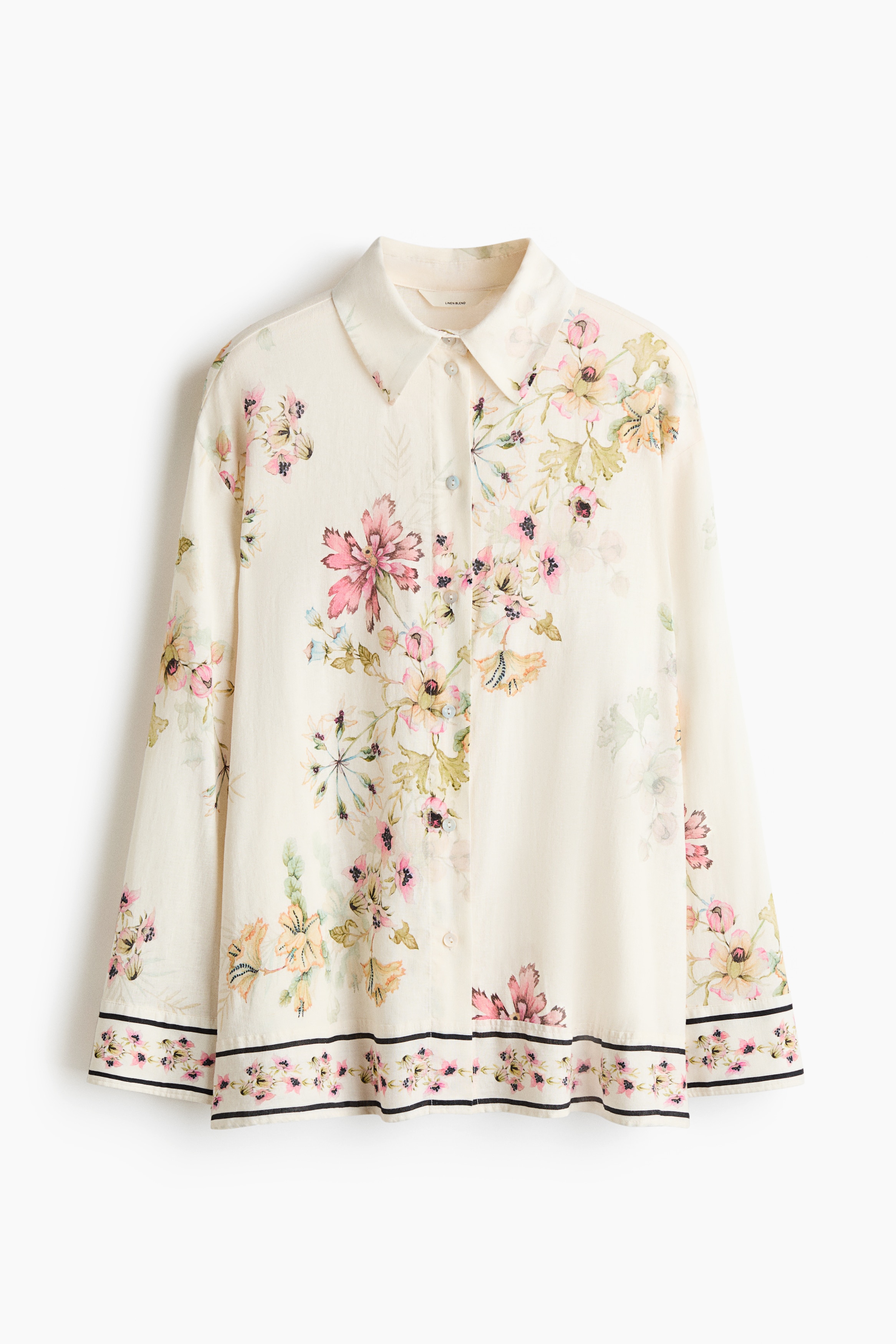 Linen-blend shirt - Cream/Floral