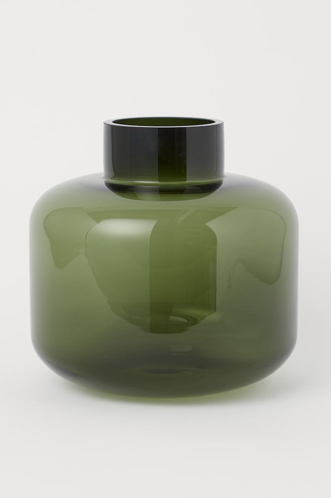 Grand vase en verre - Vert foncé - 1