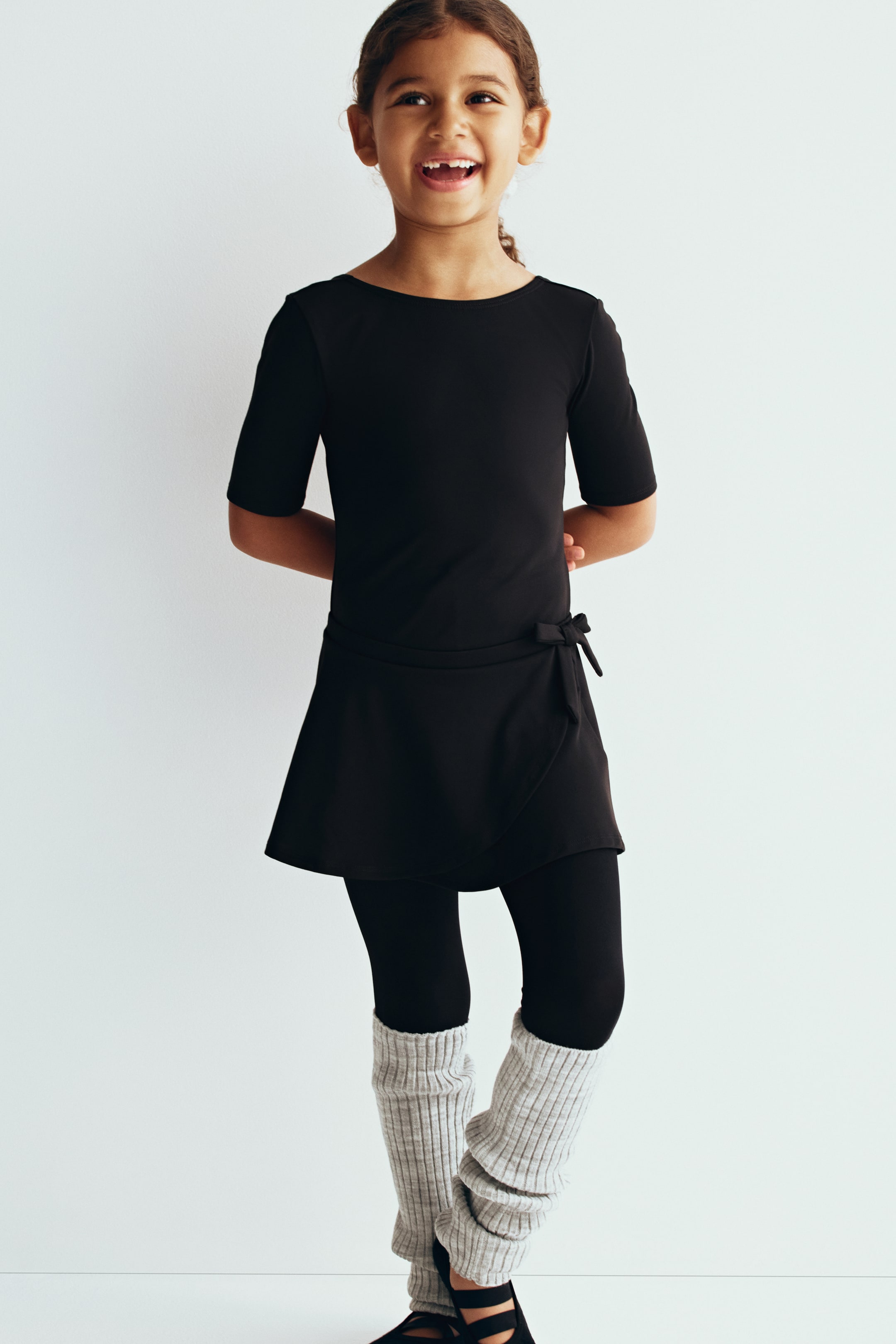 View larger image: 2-piece bodysuit and skirt set - Black - Kids | H&M 1