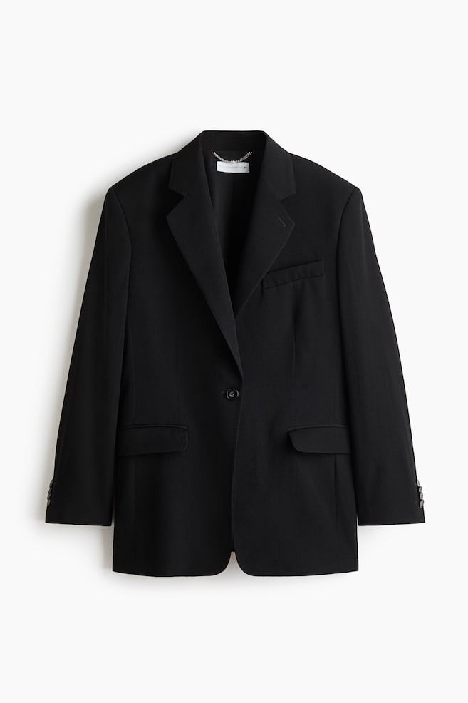 Blazer de botonadura sencilla en lana - Negro - 1