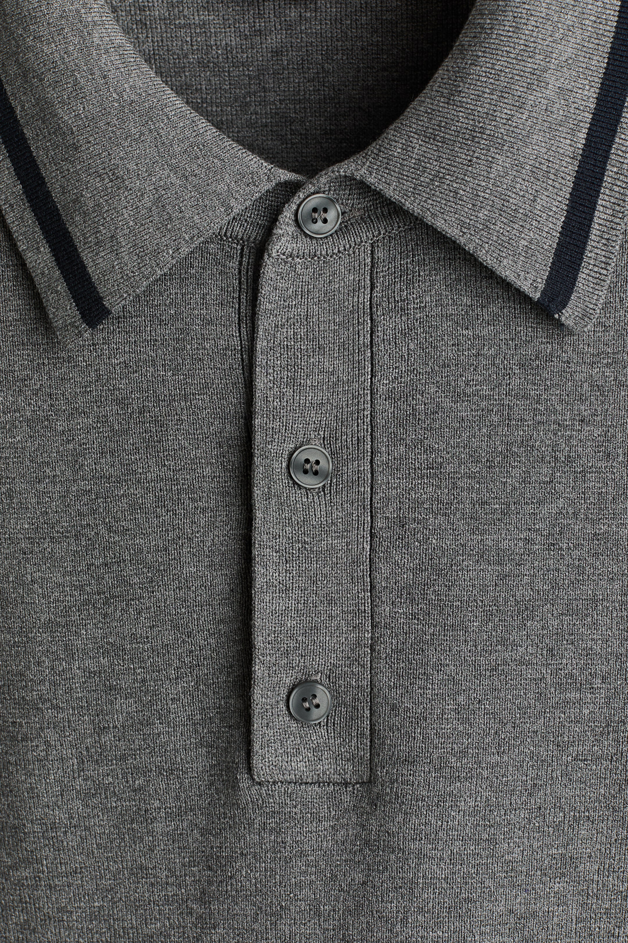 View larger image: Relaxed Fit Long-sleeved Polo shirt - Dark grey/Stripes - Men | H&M IN 6