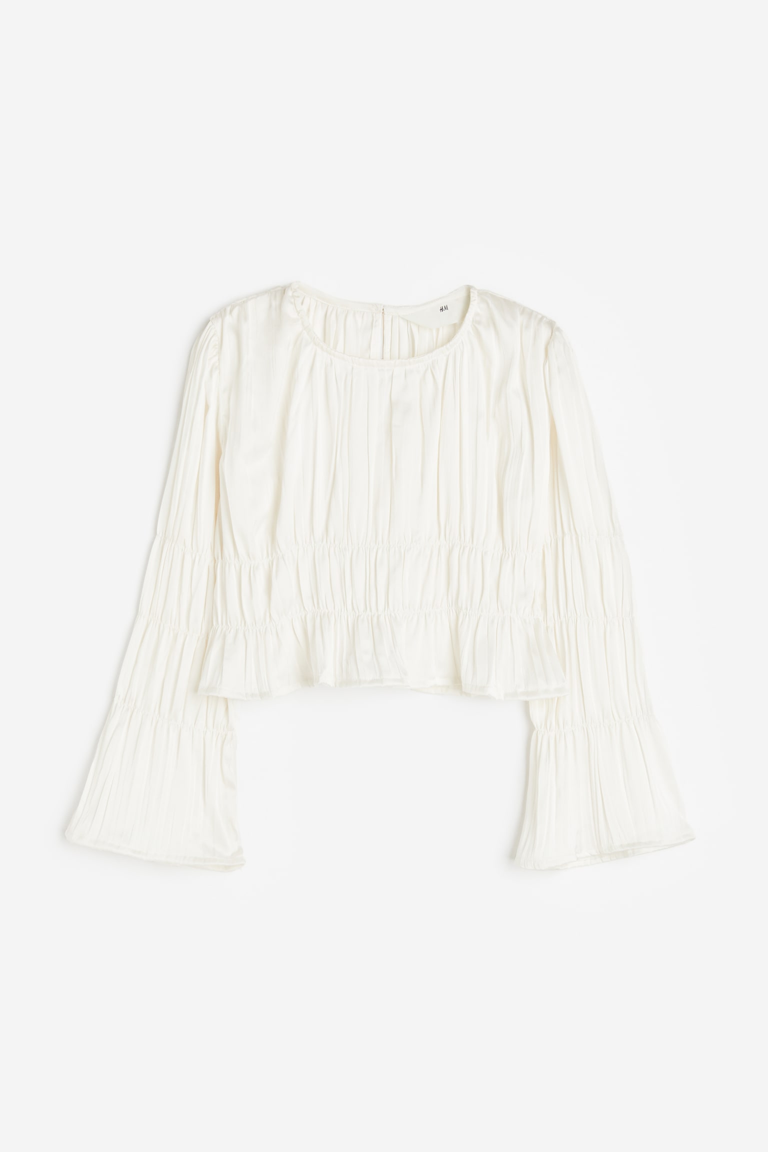 Plissé blouse - White/Black - 1