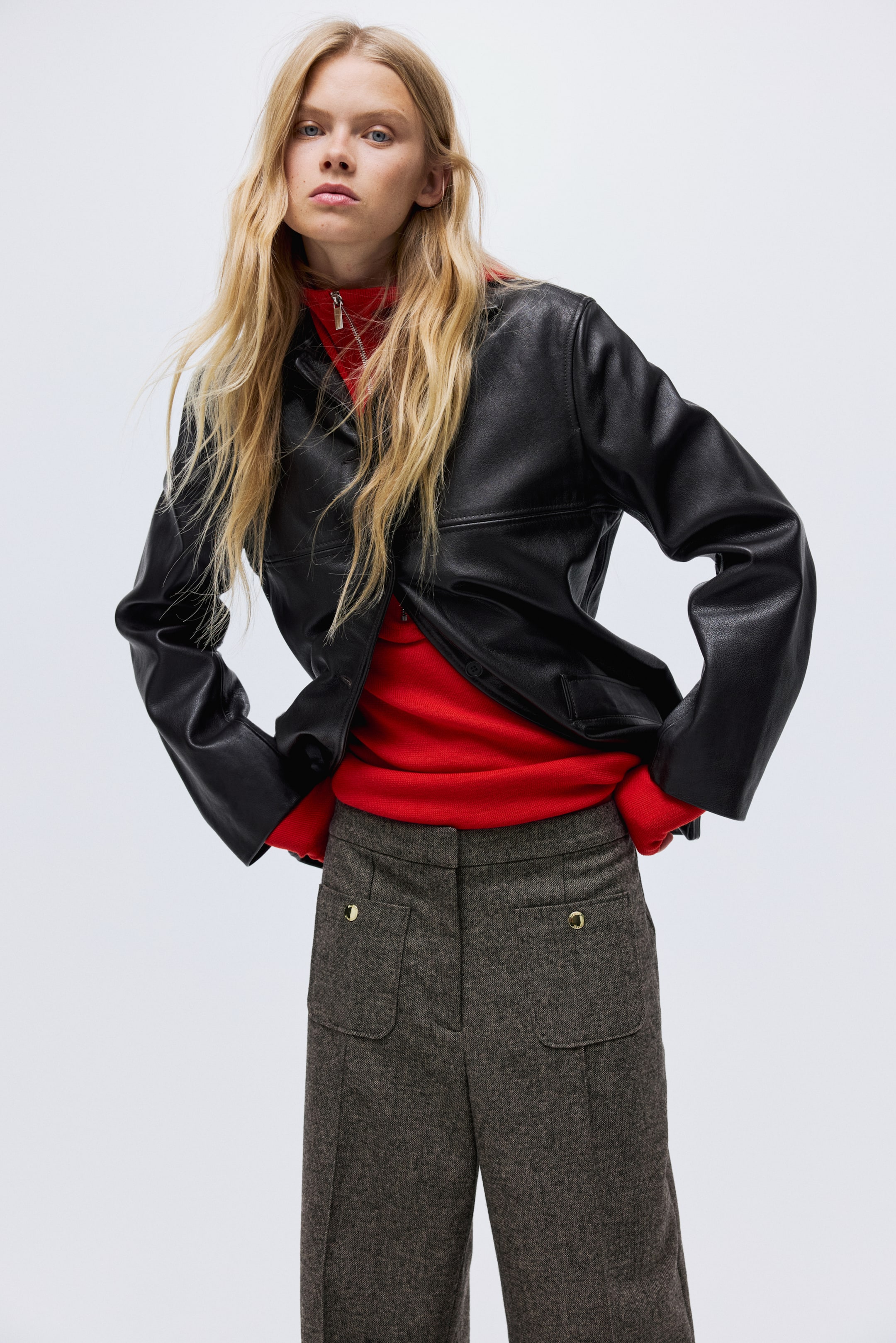 Ampliar la imagen: Pantalón con pliegues - Café jaspeado oscuro - Ladies | H&M MX 2