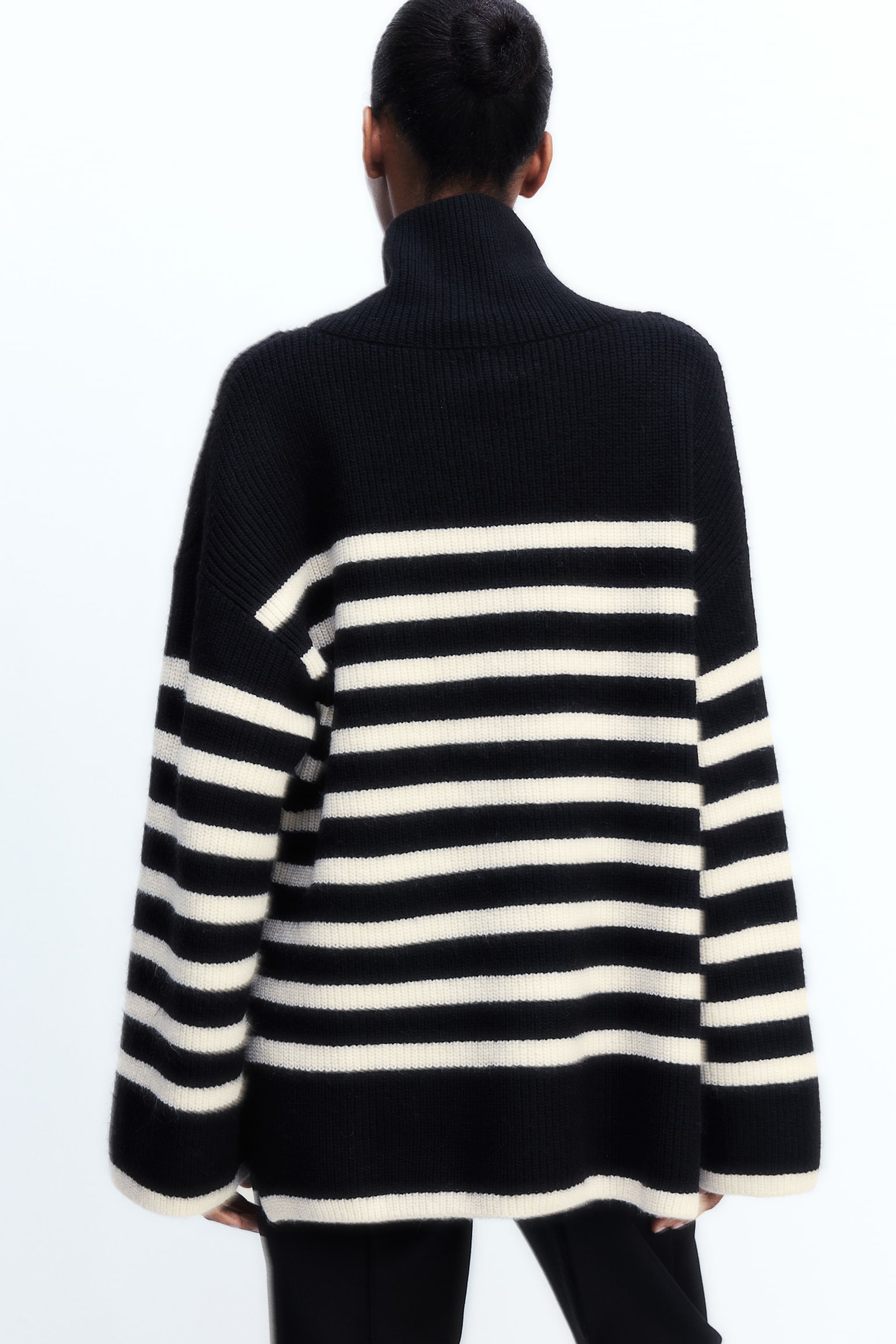 Zip-top rib-knit jumper - Black/Striped/Brown/Pigeon blue/Light beige marl/Grey marl/Navy blue - 3