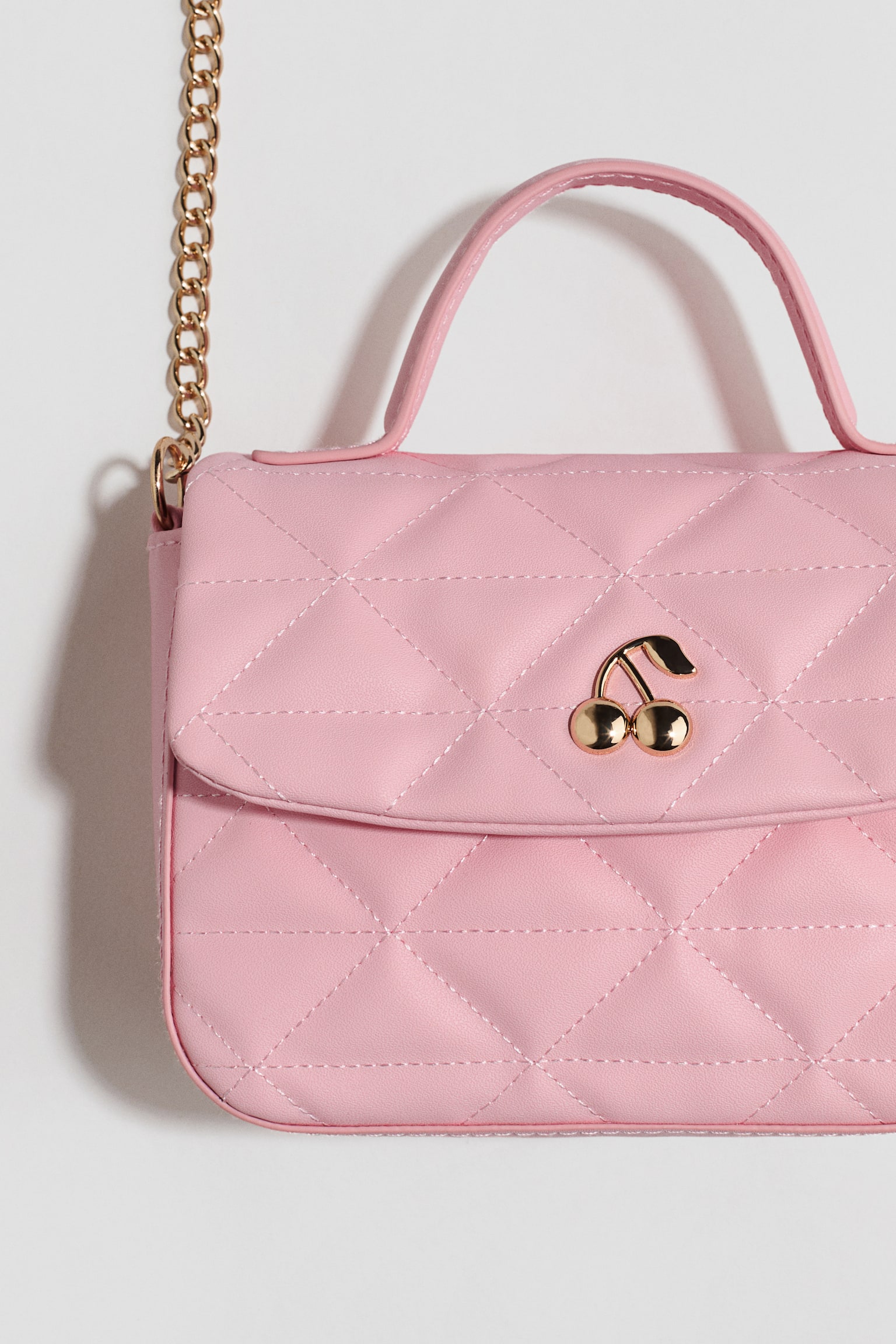 Quilted shoulder bag - Light pink/Cherries - 2