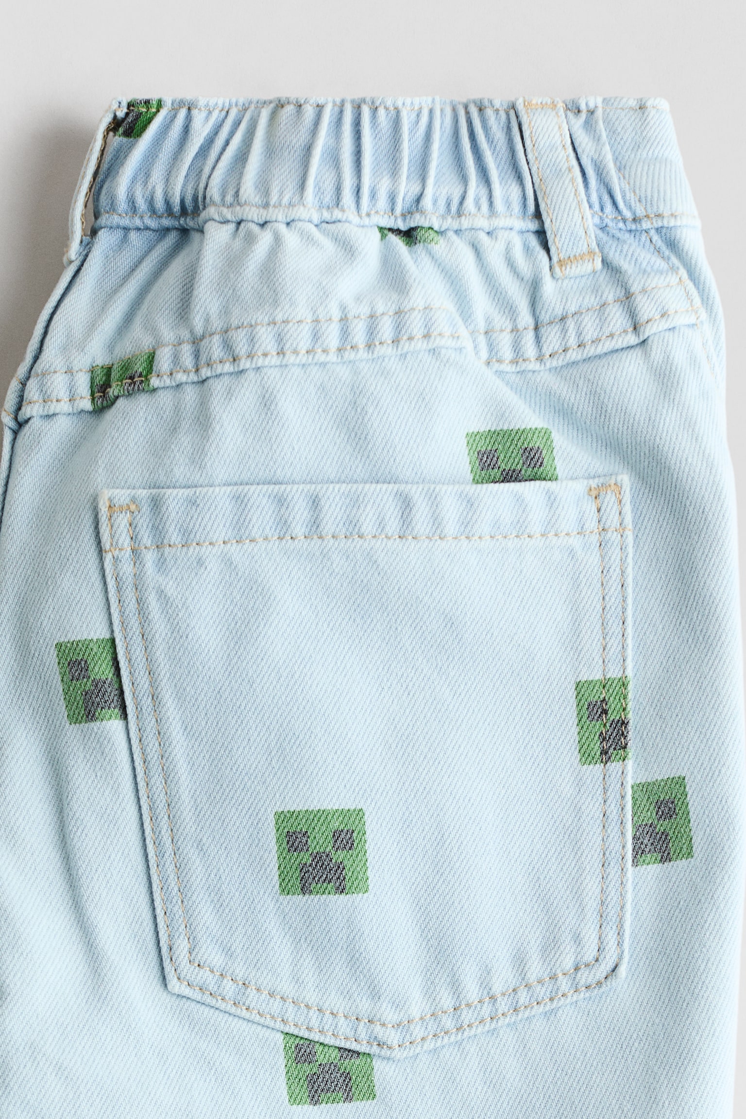 Printed denim shorts - Light denim blue/Minecraft - 2