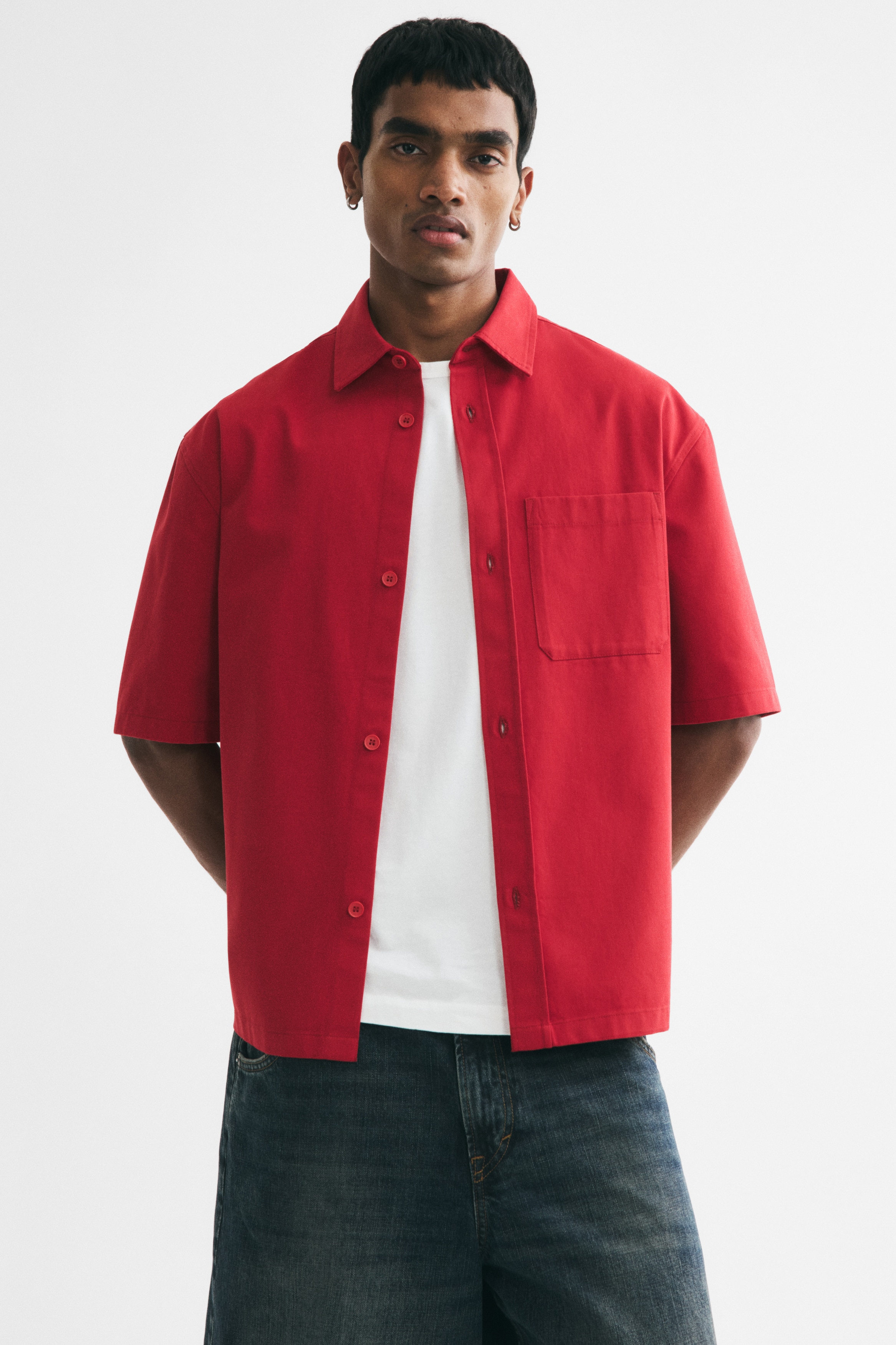 Relaxed-Fit Embroidered-Motif Cotton Shirt - Red/Drive District/Dark green/Athletics/Dark blue/Drive District