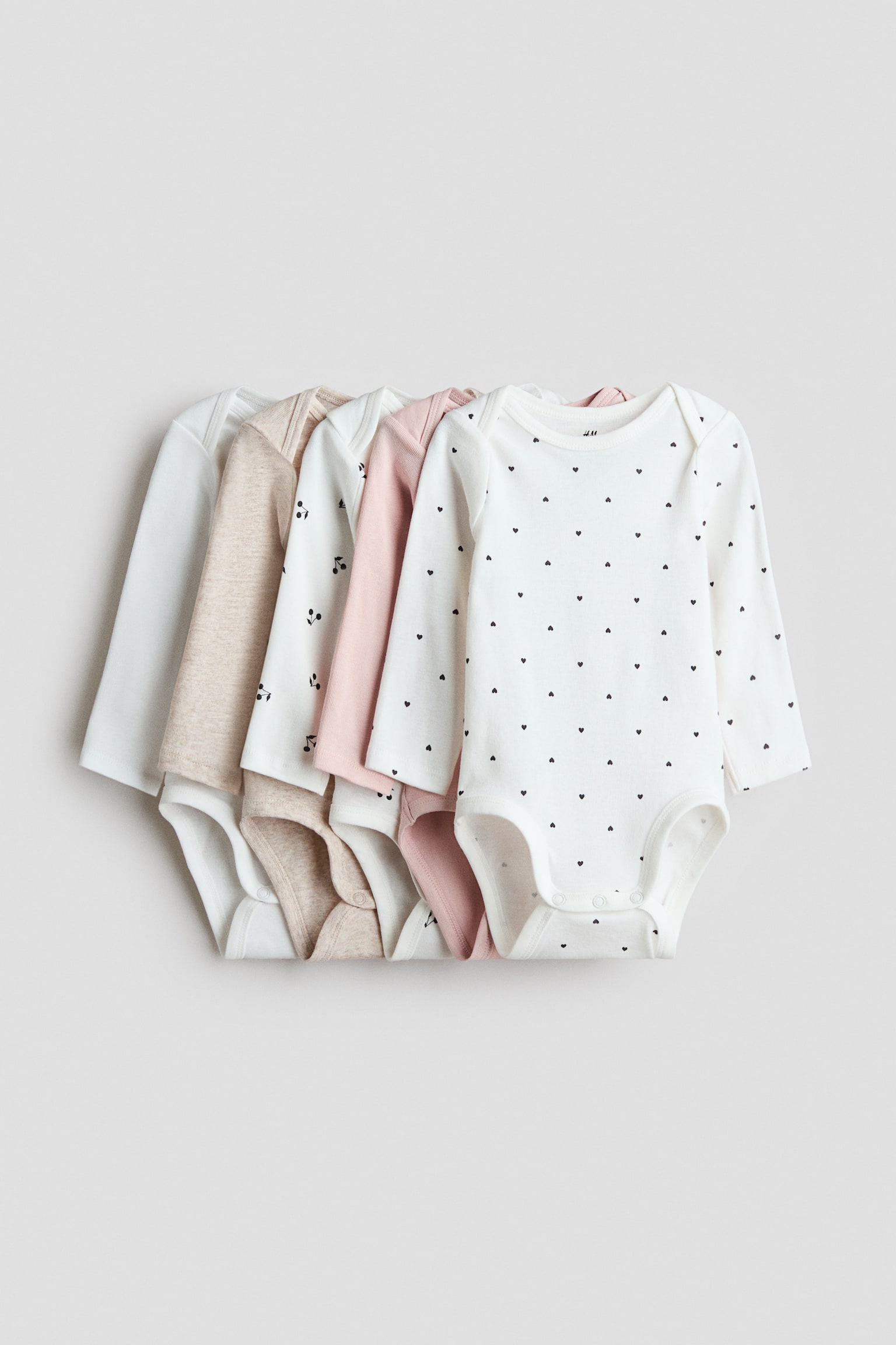 5-pack envelope-neck bodysuits - Hellrosa/Herzen