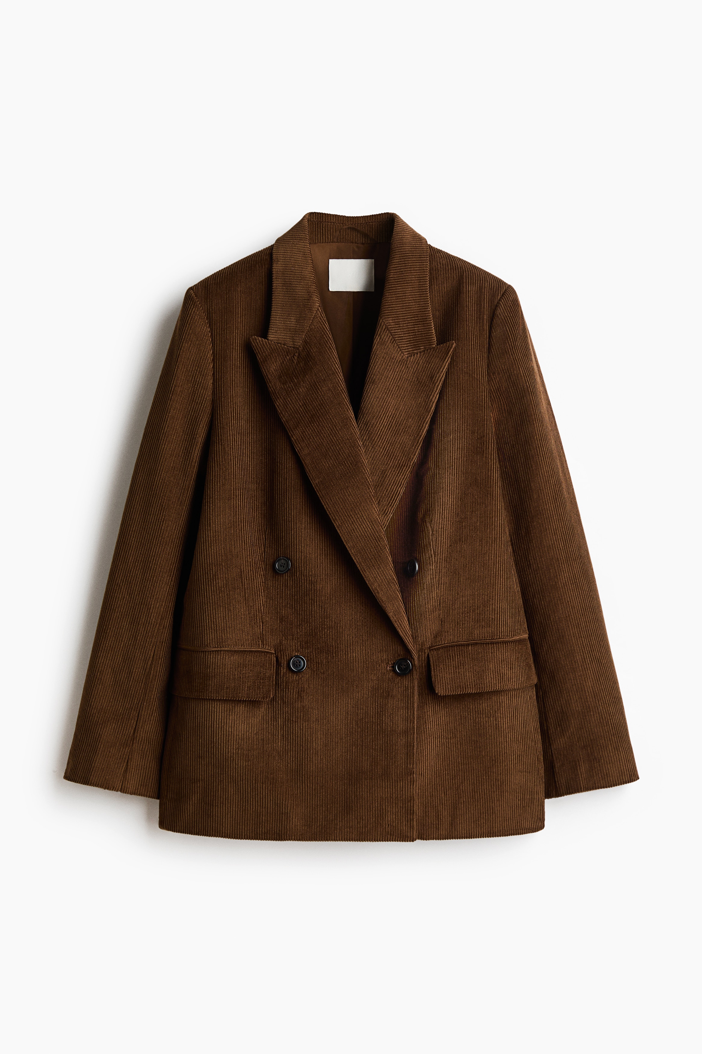 Blazer de botonadura doble en pana - Verde caqui oscuro