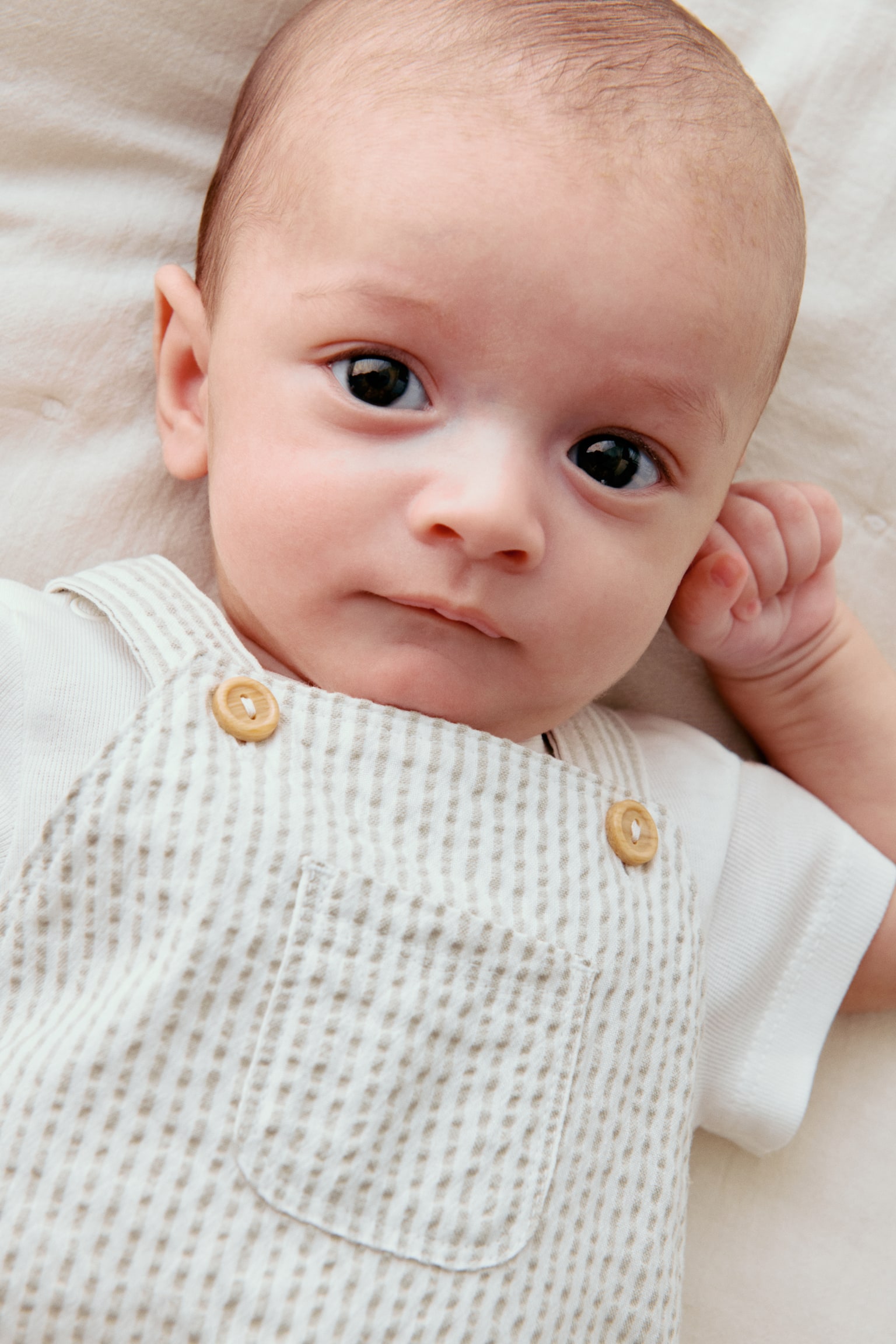 2-piece cotton set - White/Beige striped - 3