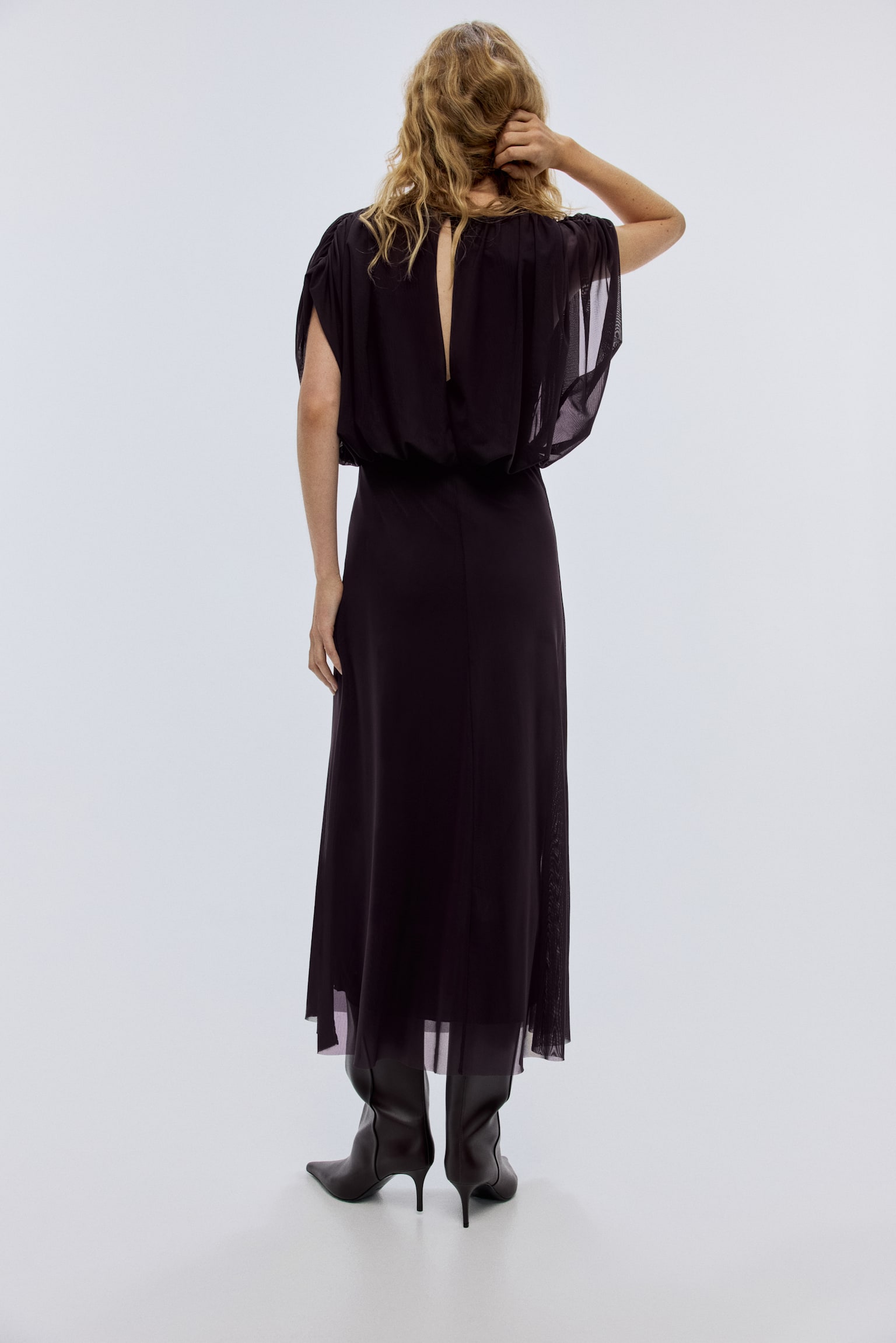 Gathered dress - Plum purple - 5