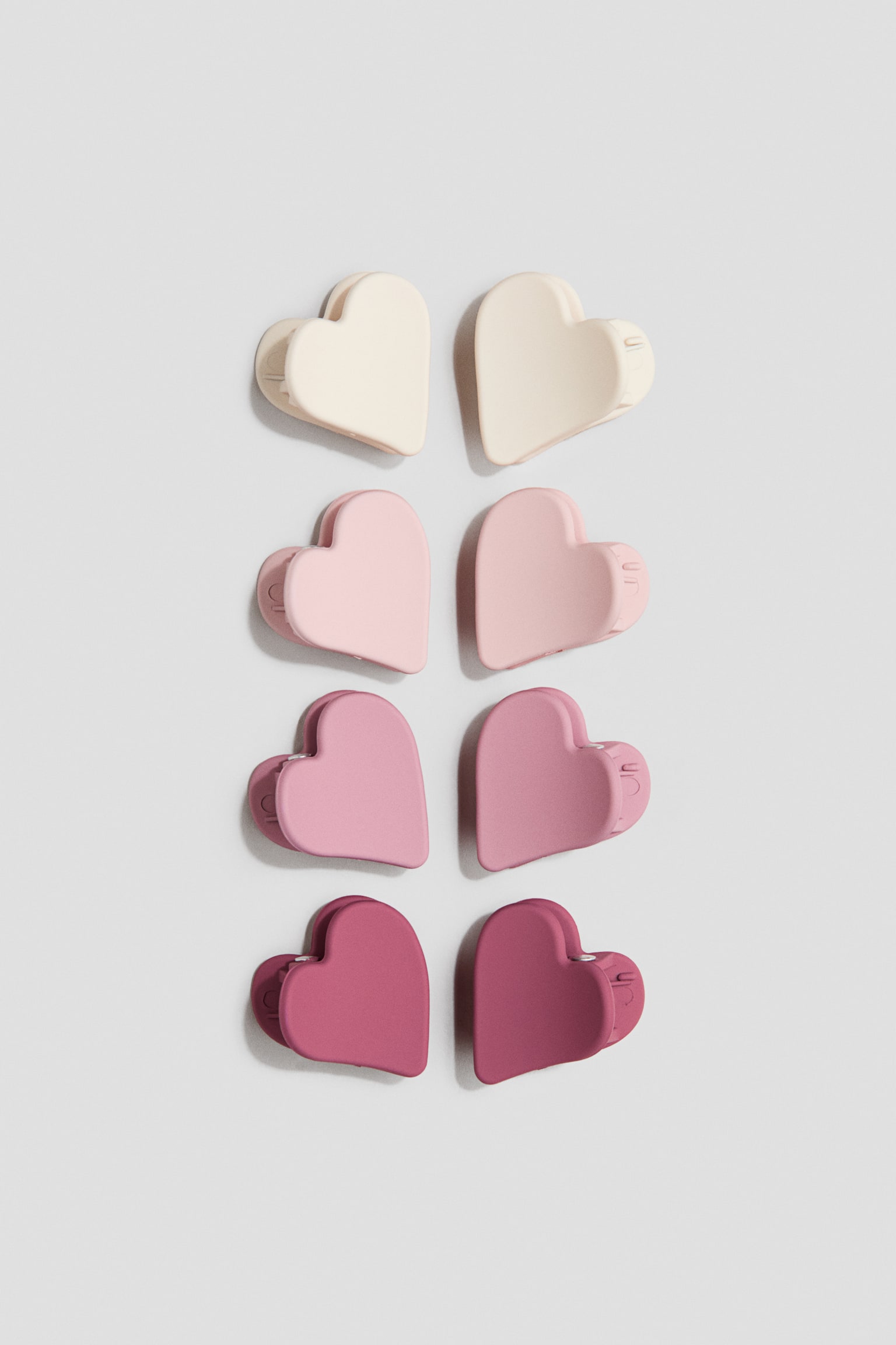 Lot de 8 pinces à cheveux cœur - Rose/crème