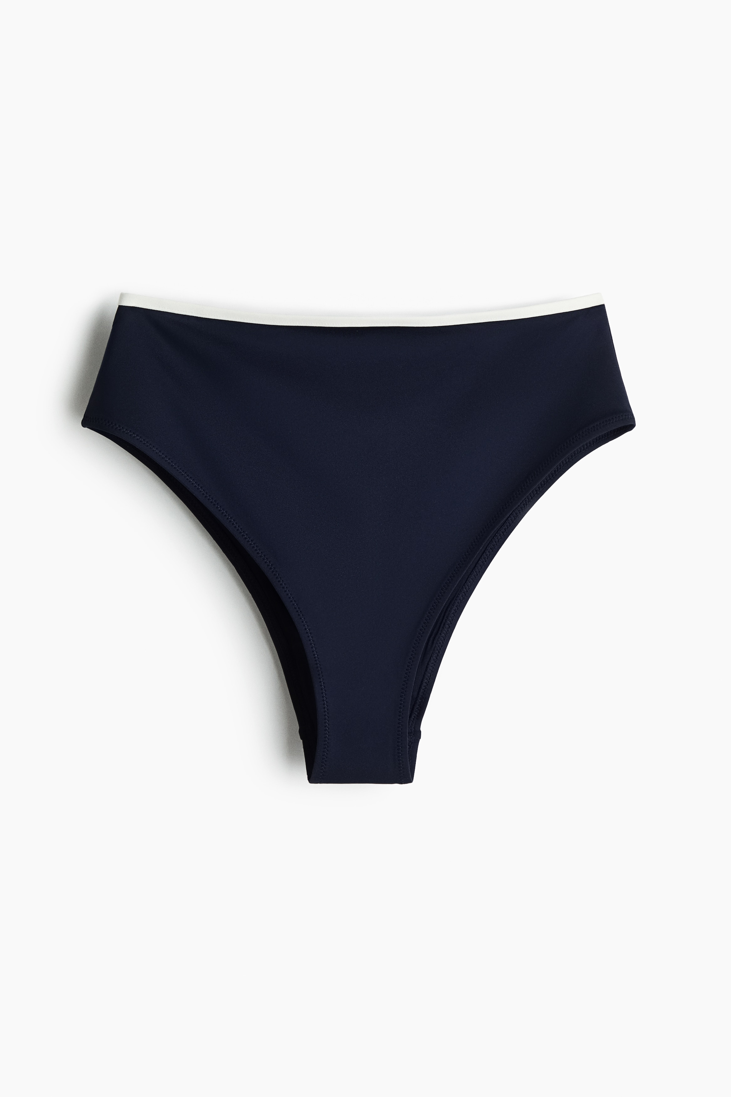 High Waist Cheeky Bikini Bottoms - Navy blue/White/Powder pink/paisley