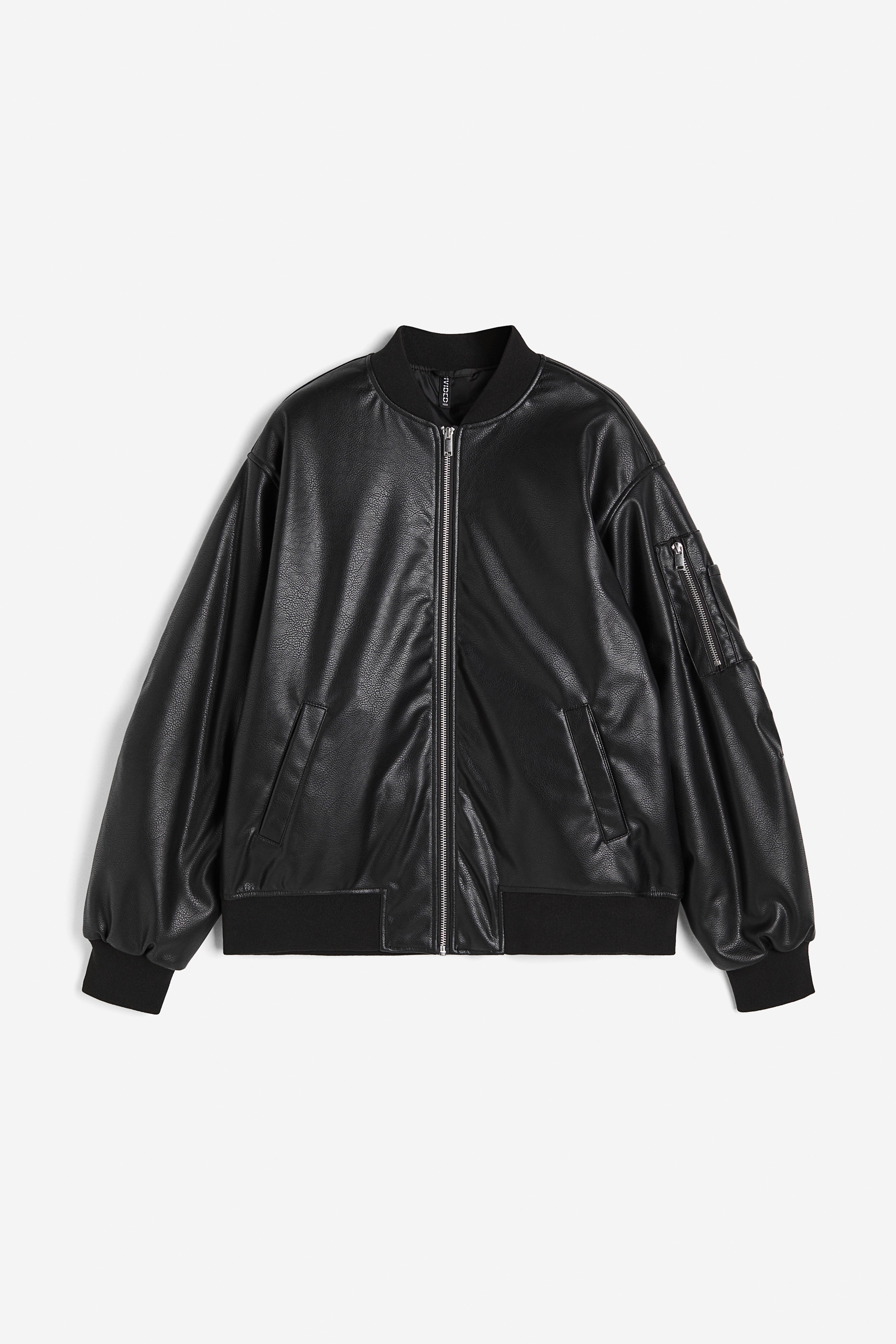 Coated Bomber Jacket Black Ladies H M CA