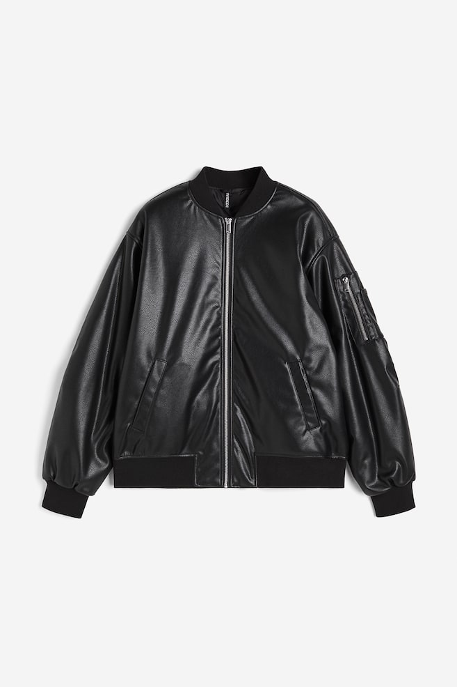 Coated bomber jacket - Black/Grey - 2