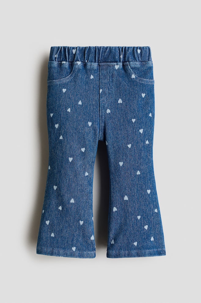 Utsvängda trikåleggings - Denimblå/Hjärtan/Ljus denimblå/Hjärtan/Svart - 1