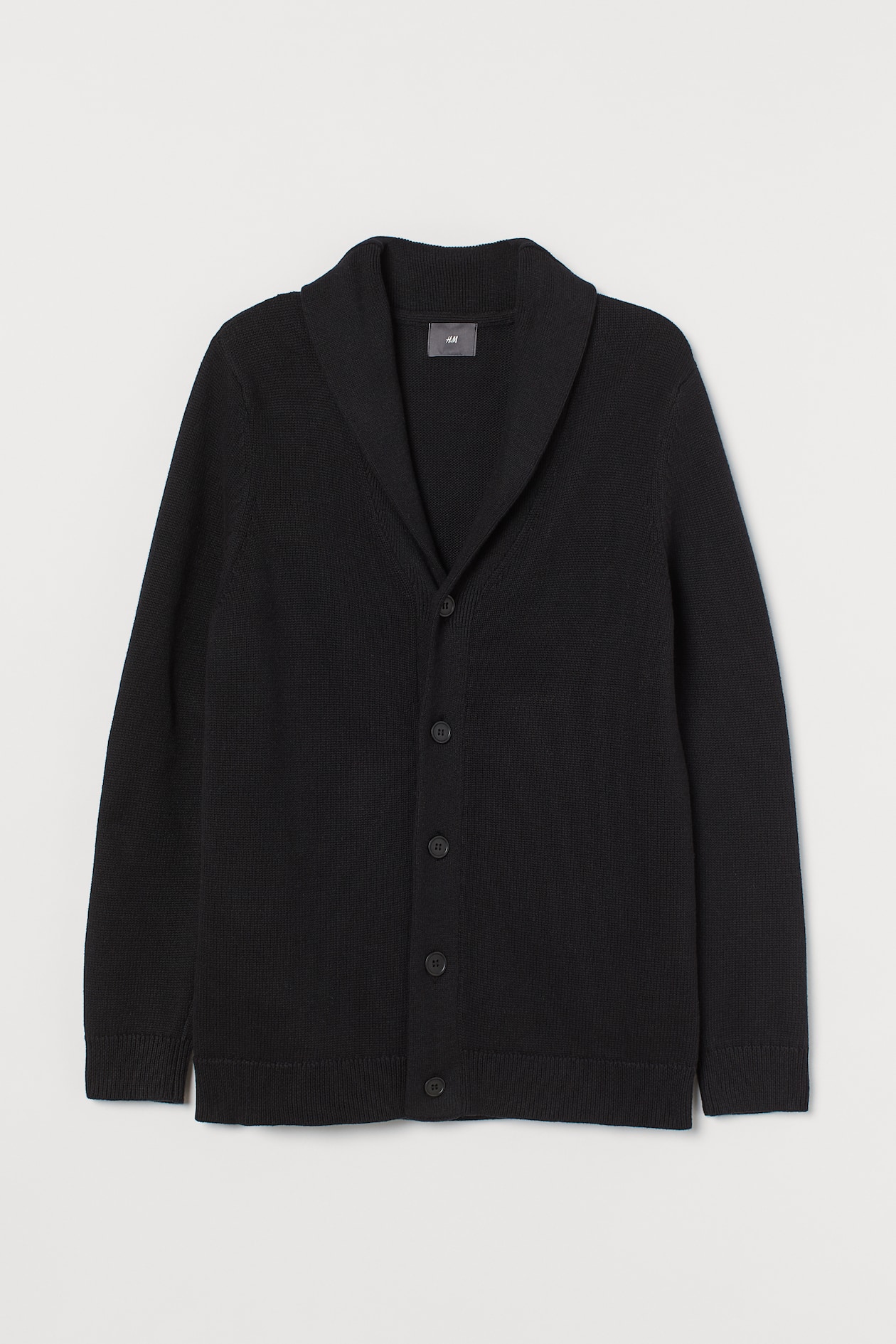 Shawl-collar Cardigan - Long sleeve - Regular length - Black - Men | H&M US