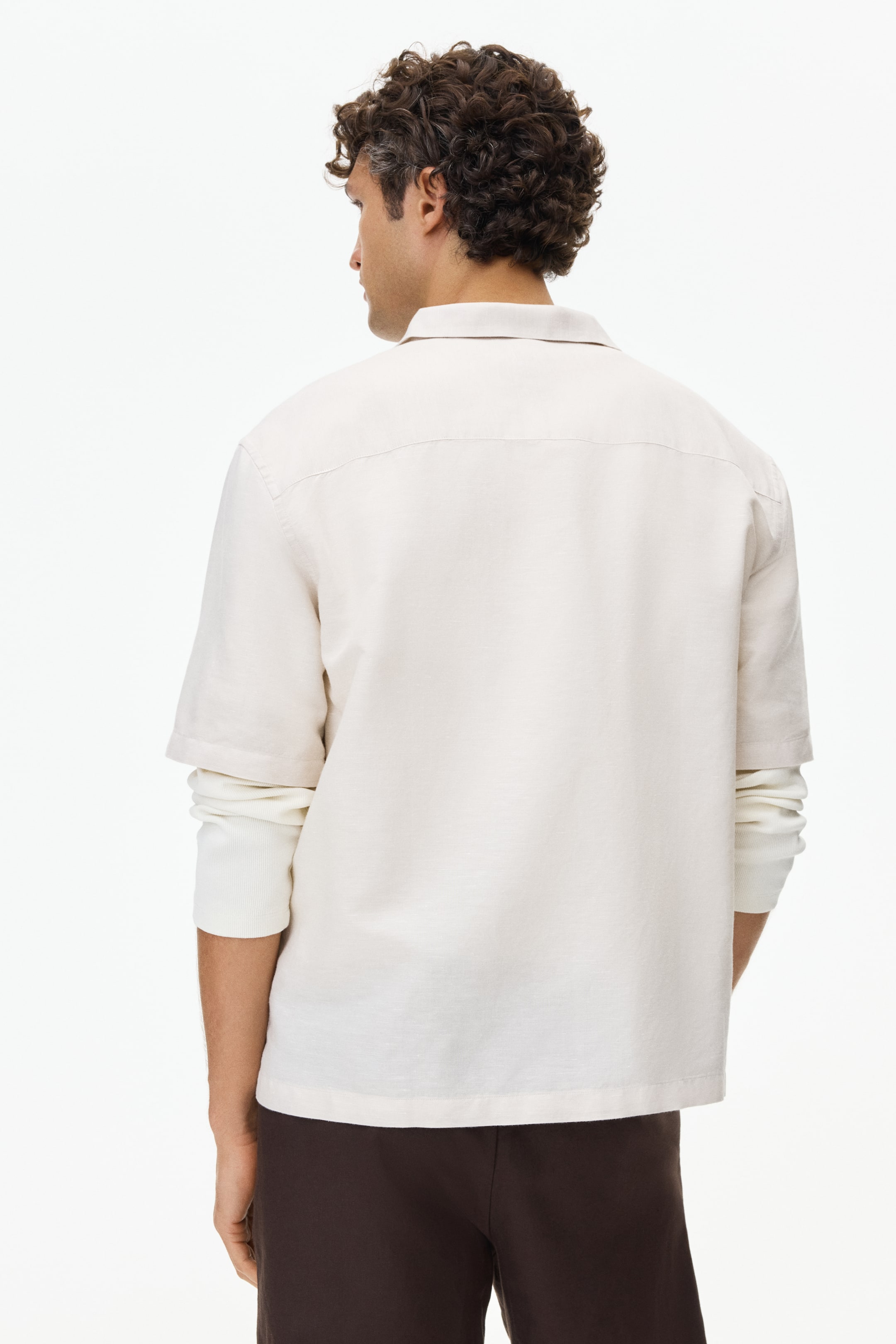 Chemise détendue en lin mélangé à col cubain