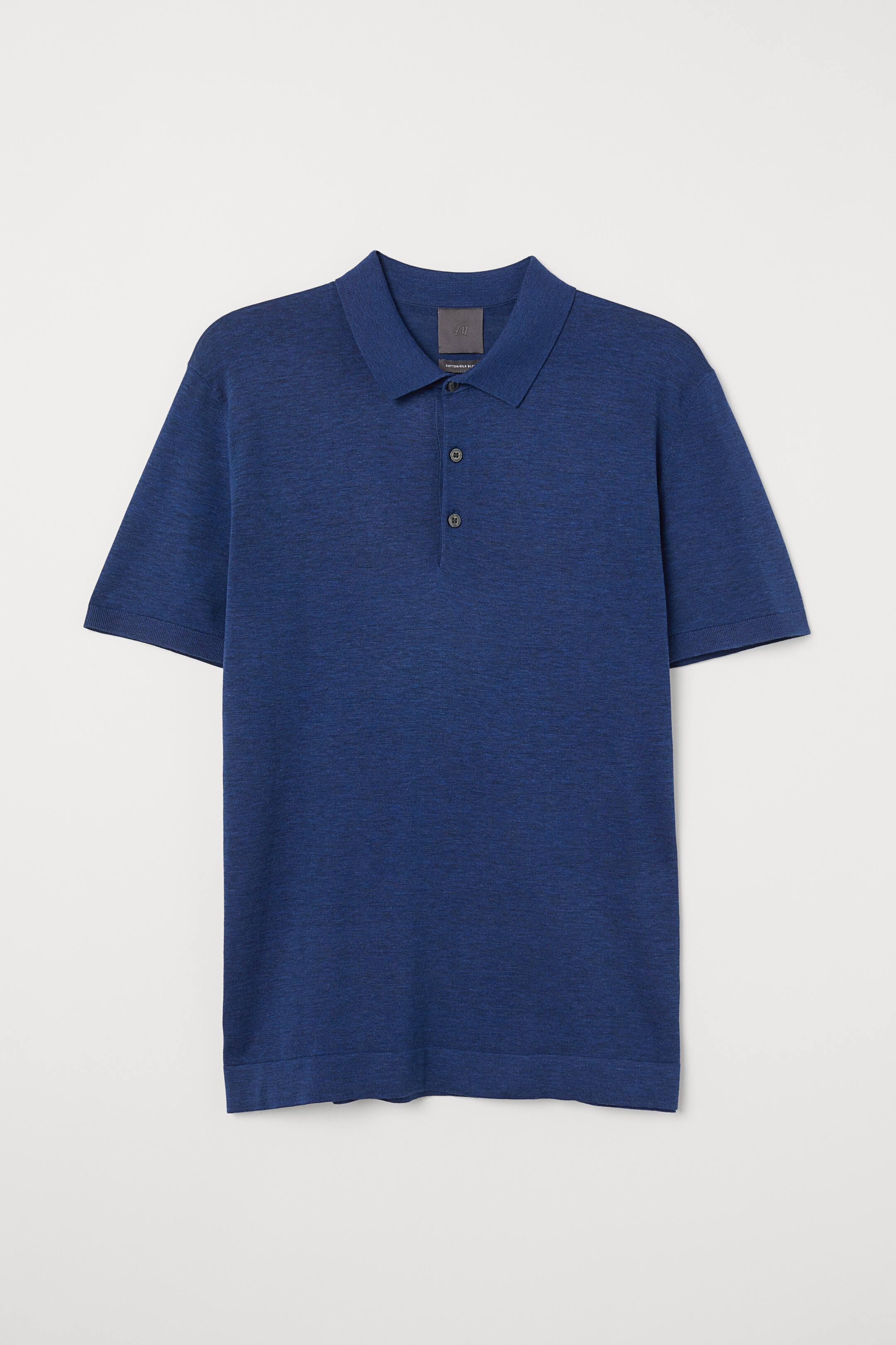 View larger image: Silk-blend polo shirt - Dark blue marl - Men | H&M 1