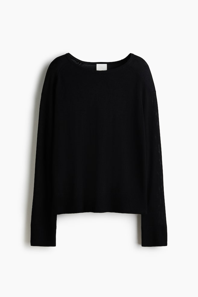 Fine-knit jumper - Black/Cream/Black striped/Dark brown/Camel - 1
