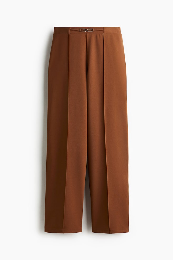 Belt-detail trousers - Brown/Olive green - 1