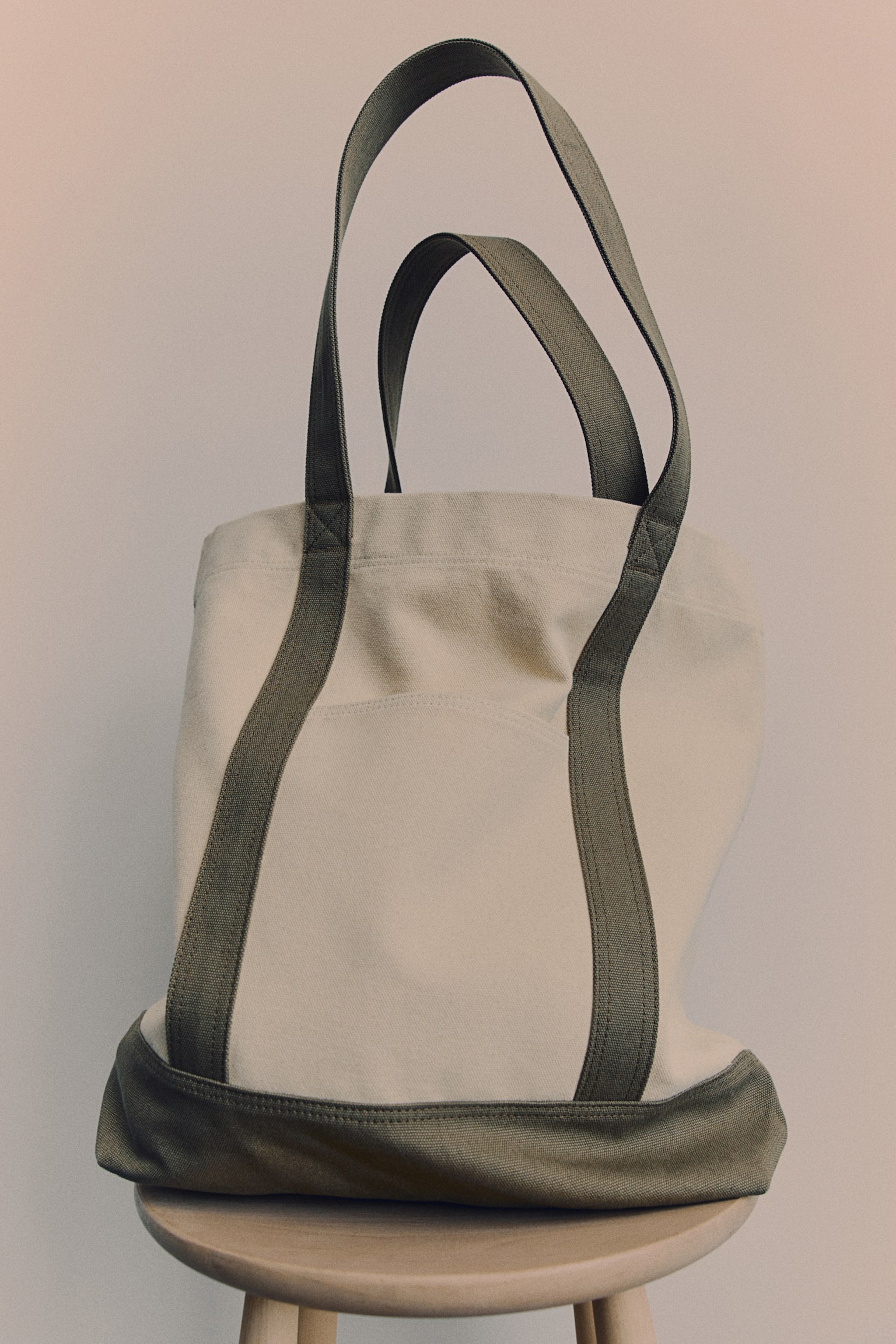 Canvas shopper - Natural white/Khaki green/Natural white - 2