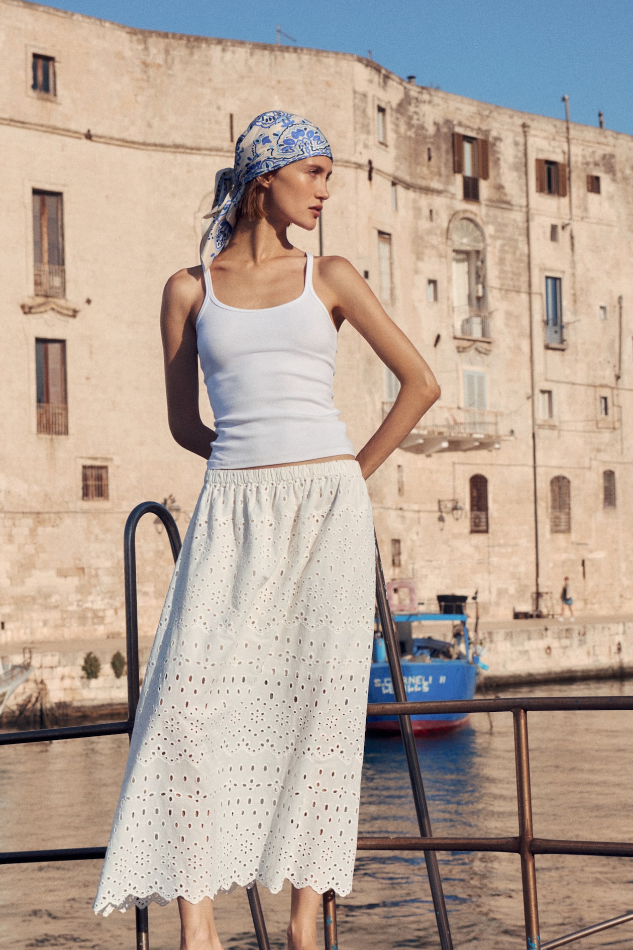 Skirt with Eyelet Embroidery - image 3