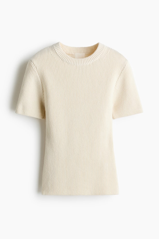 ウールブレンドTシャツ - クリーム/ダークベージュ - 1