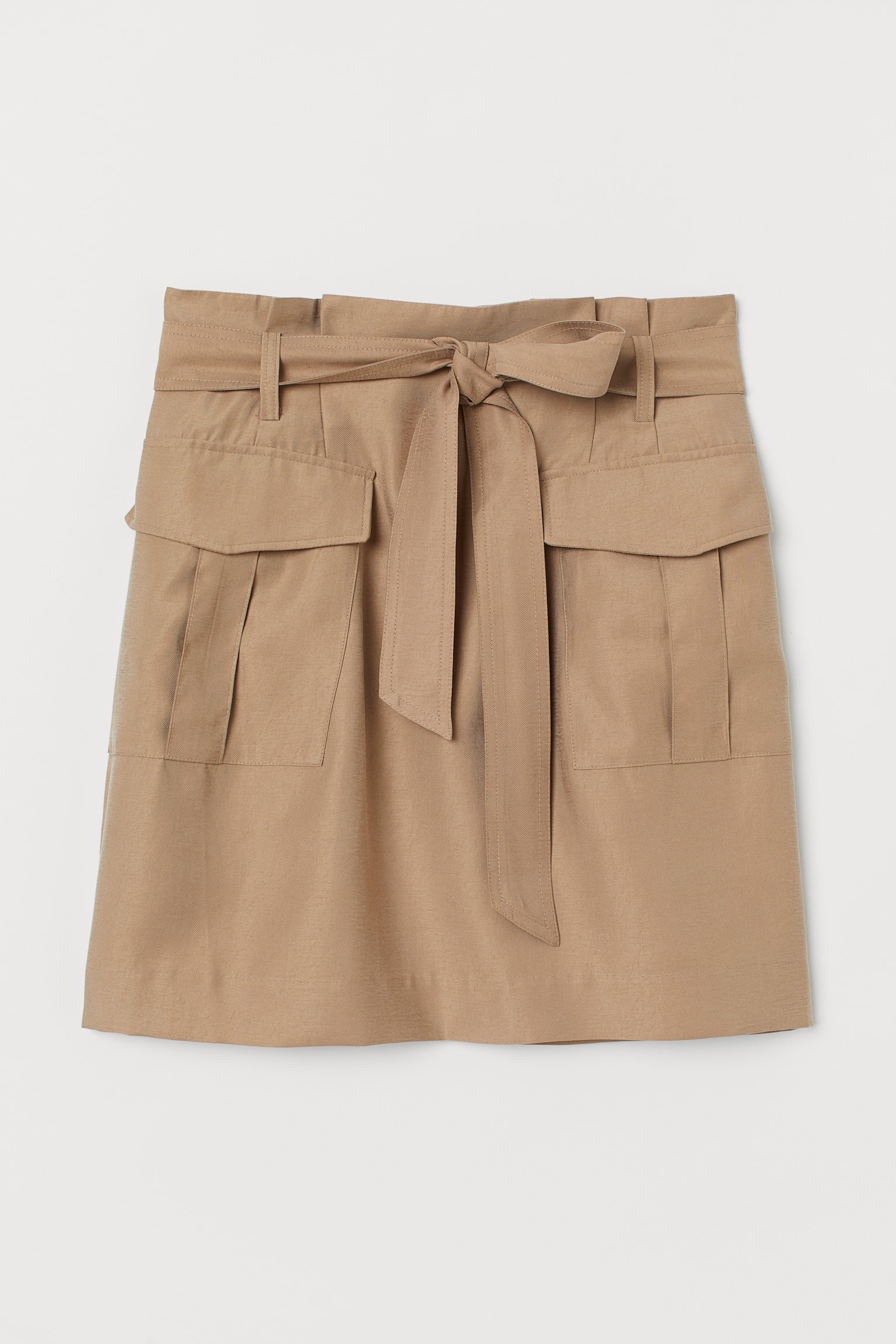 Lyocell-blend paper bag skirt - Beige - 1