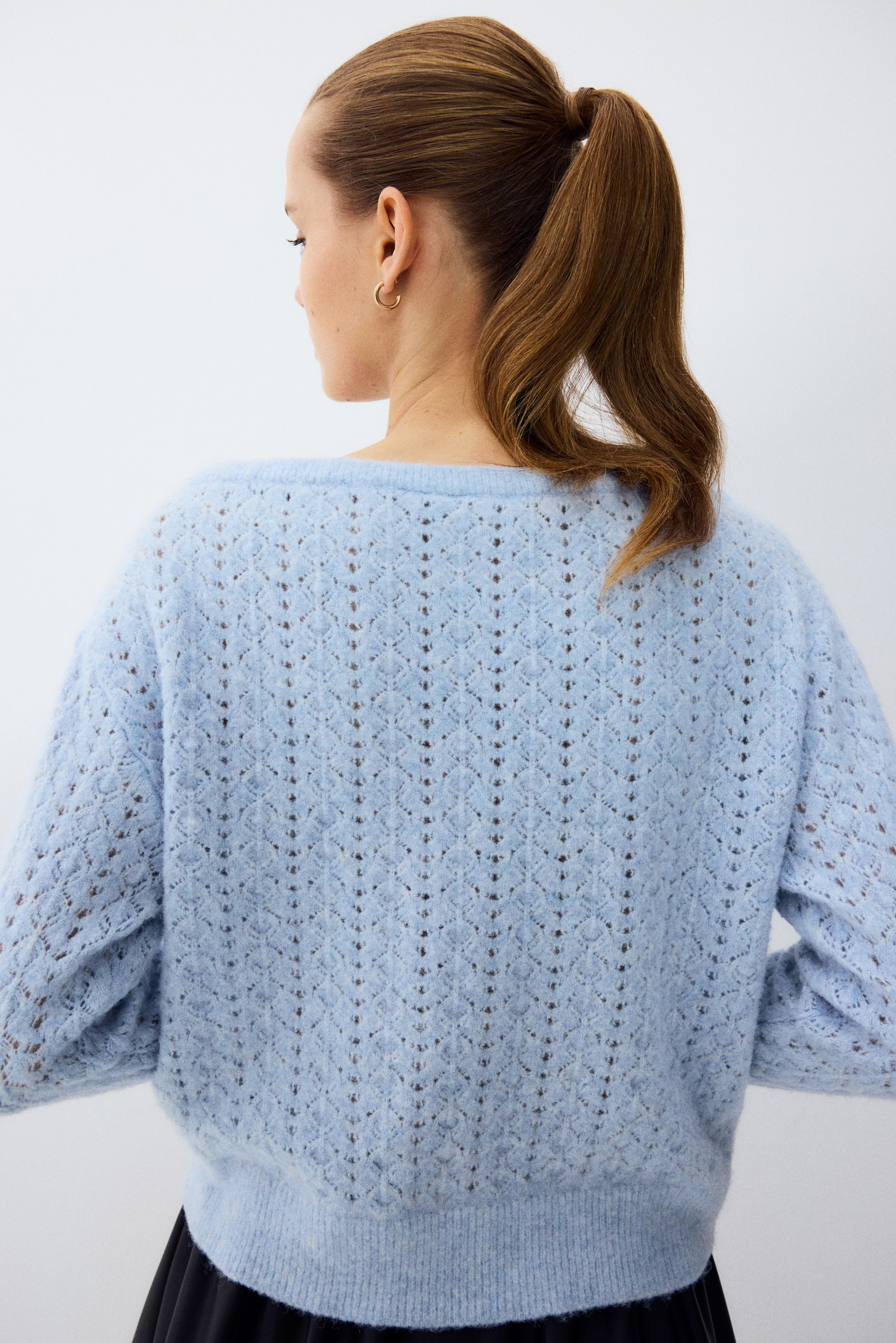 Chandail à épaules nues en tricot pointelle