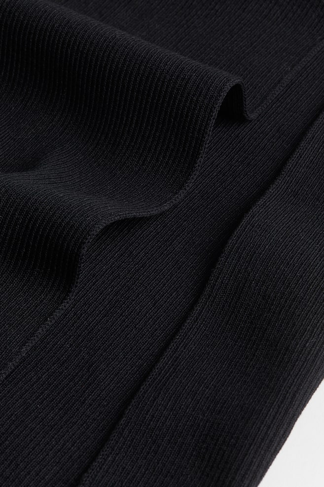 Robe moulante en maille côtelée - Noir/Crème - 5