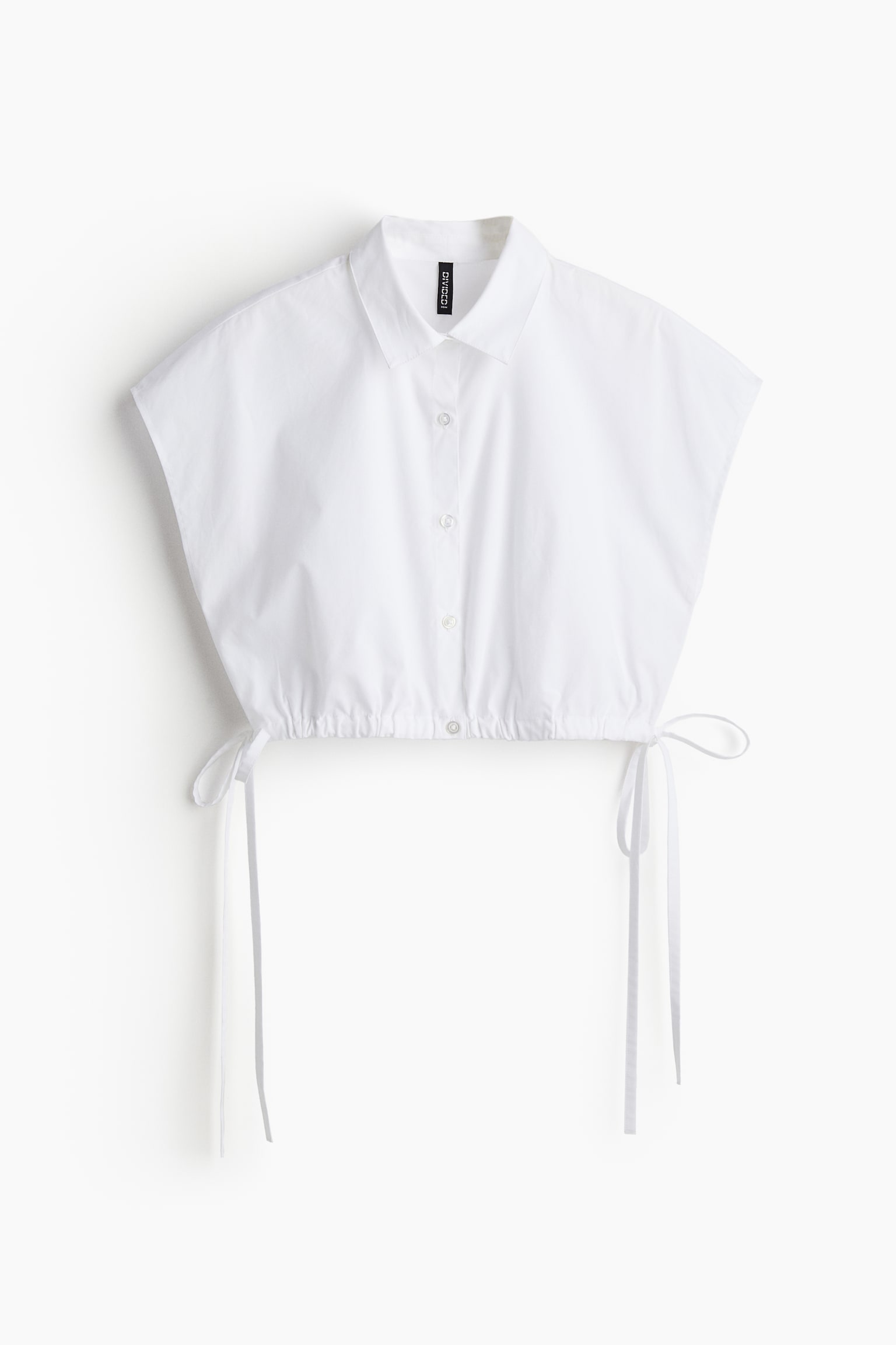 Cropped Tie Detail Shirt - White/Black - 2