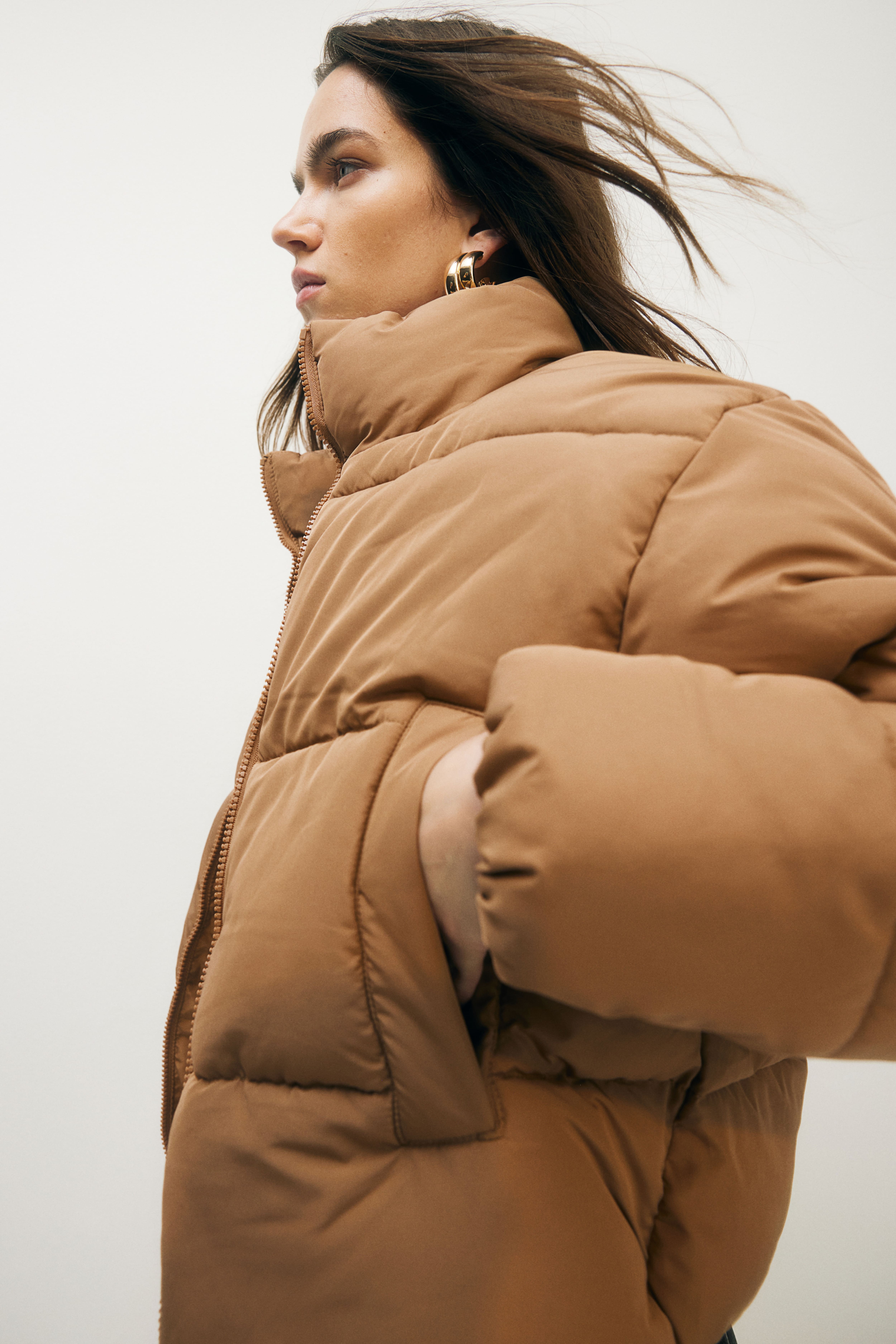 Beige puffer coat womens online