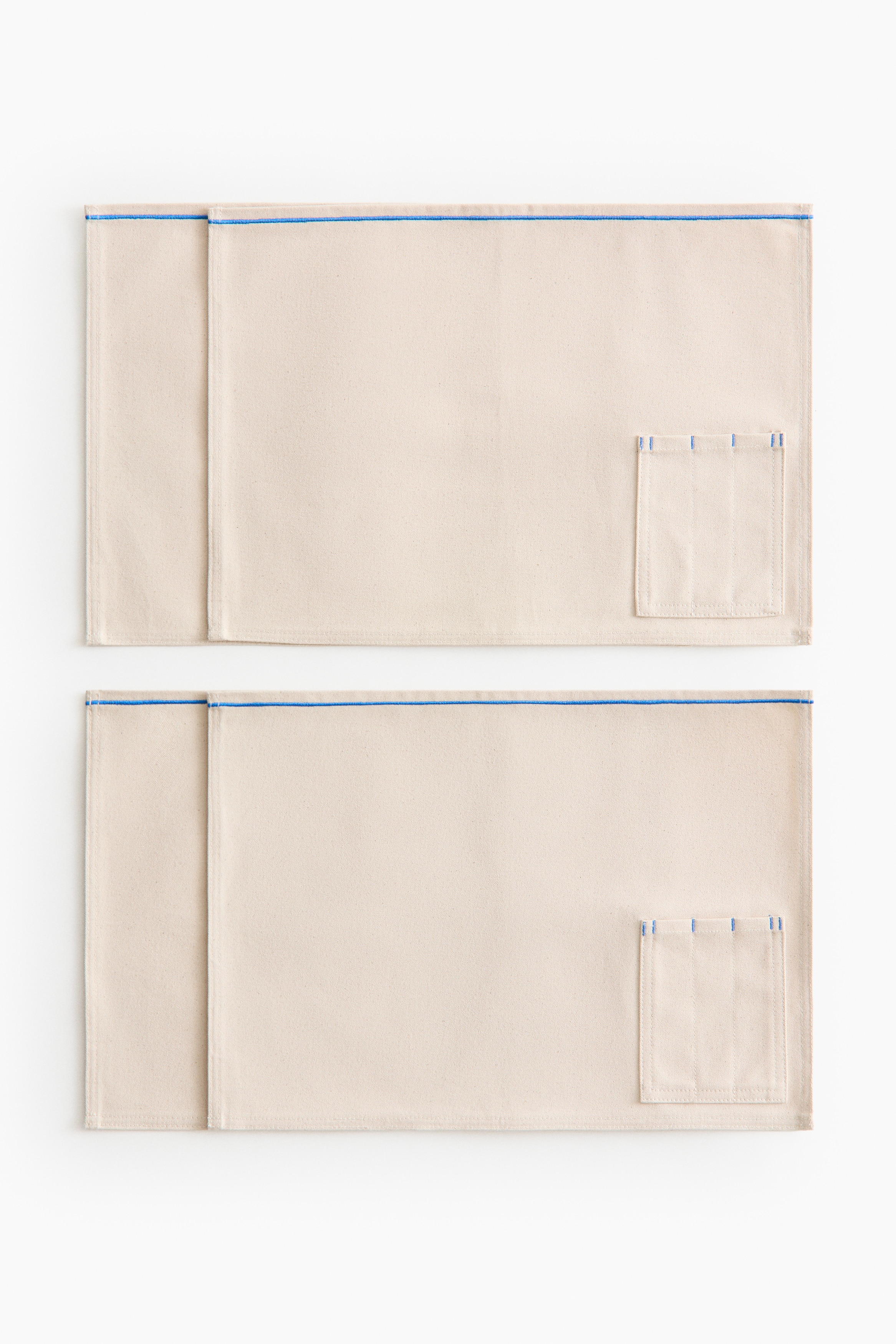 Tovagliette con tasca 4 pezzi - Beige chiaro/blu/Beige chiaro/arancione/Beige chiaro/nero