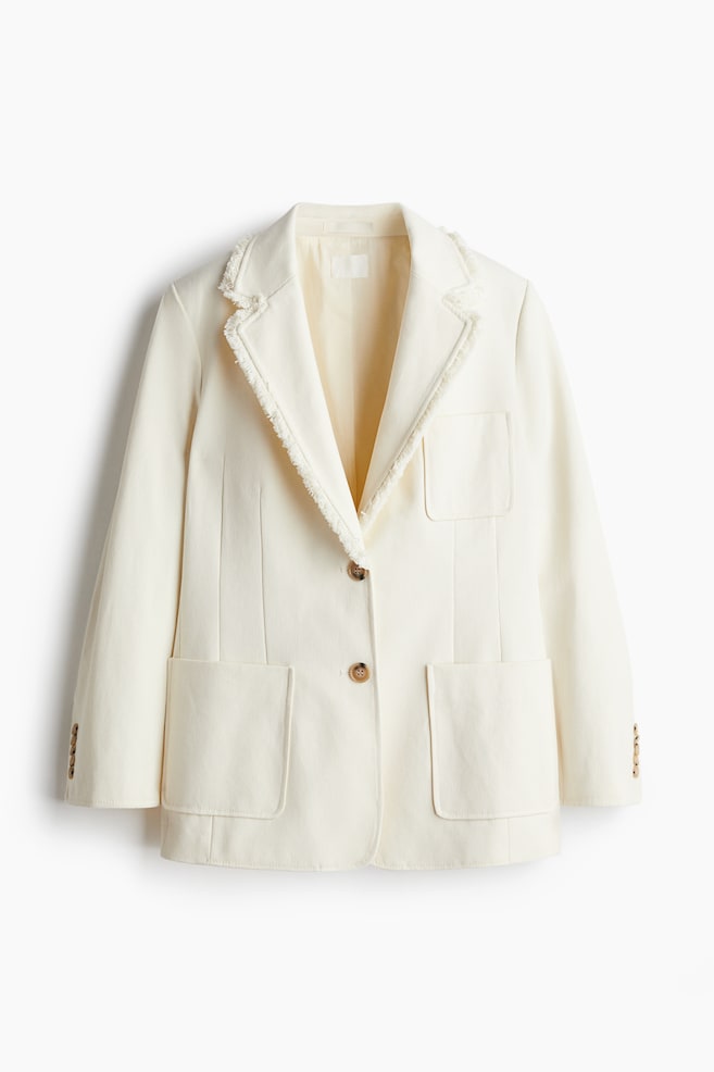 Blazer med frynsekant - Cream - 1