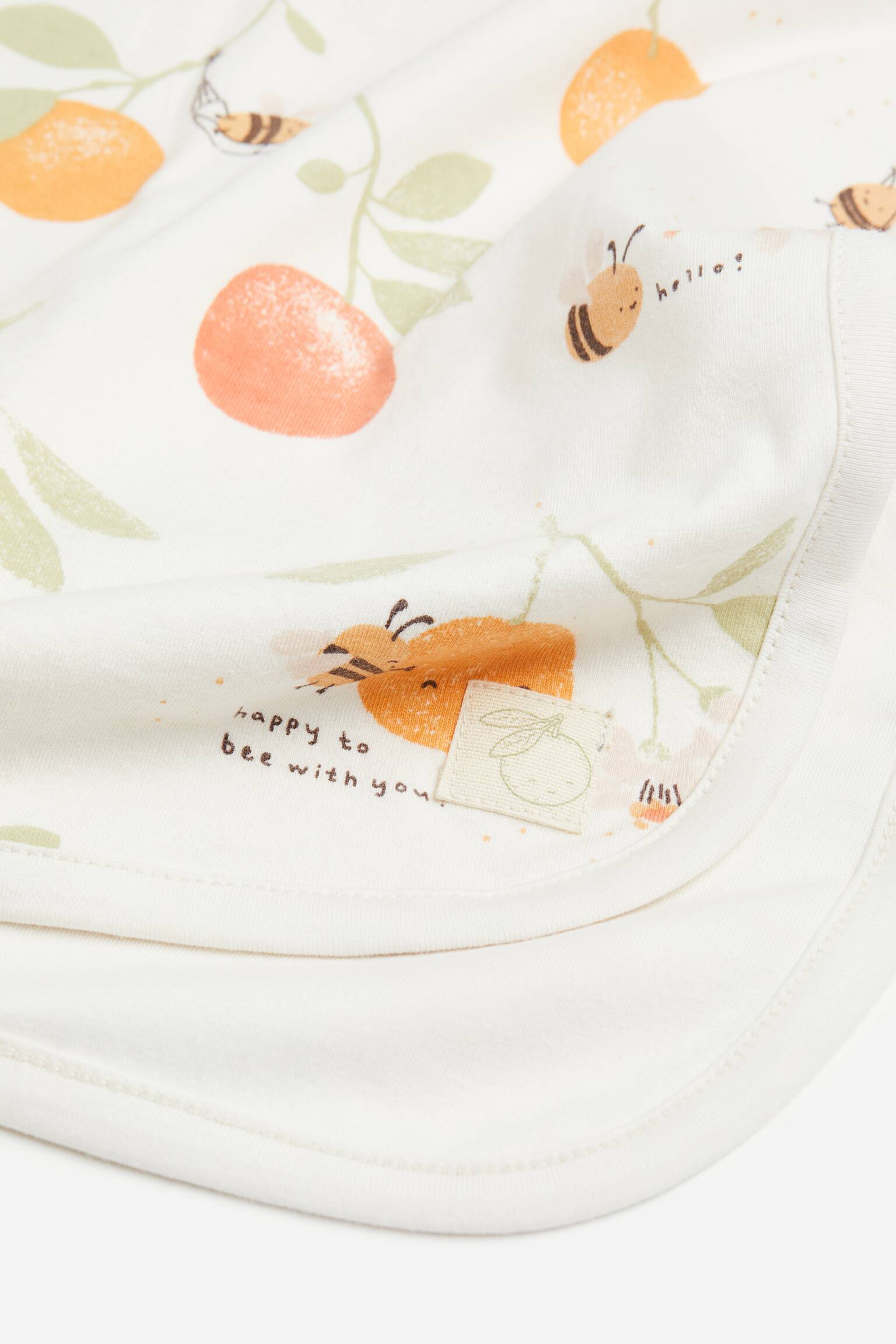 Cotton Baby Blanket - Natural white/Fruits/Natural white - 3