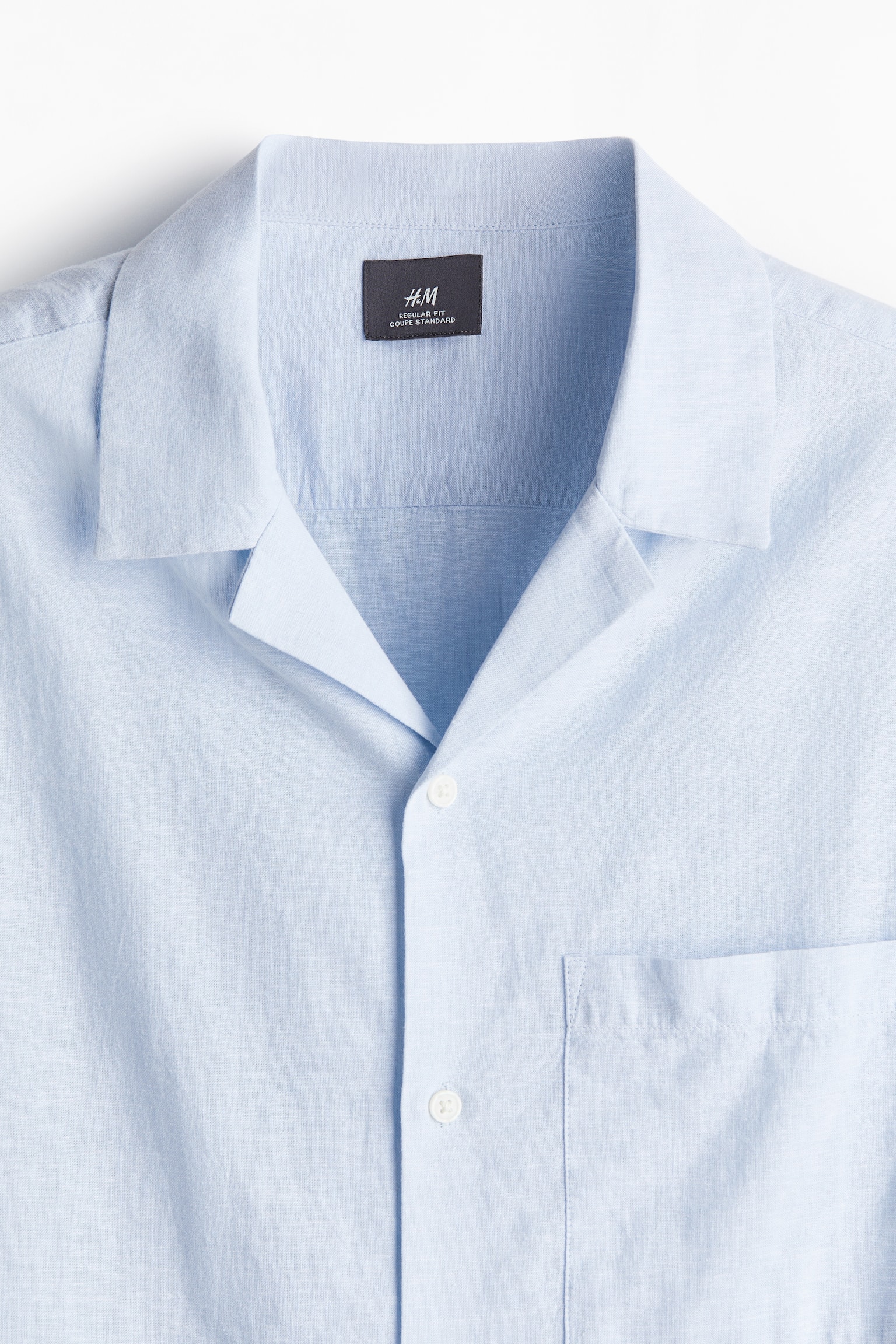 Regular Fit Linen-blend resort shirt - Light blue/White/Light beige/Navy blue - 5