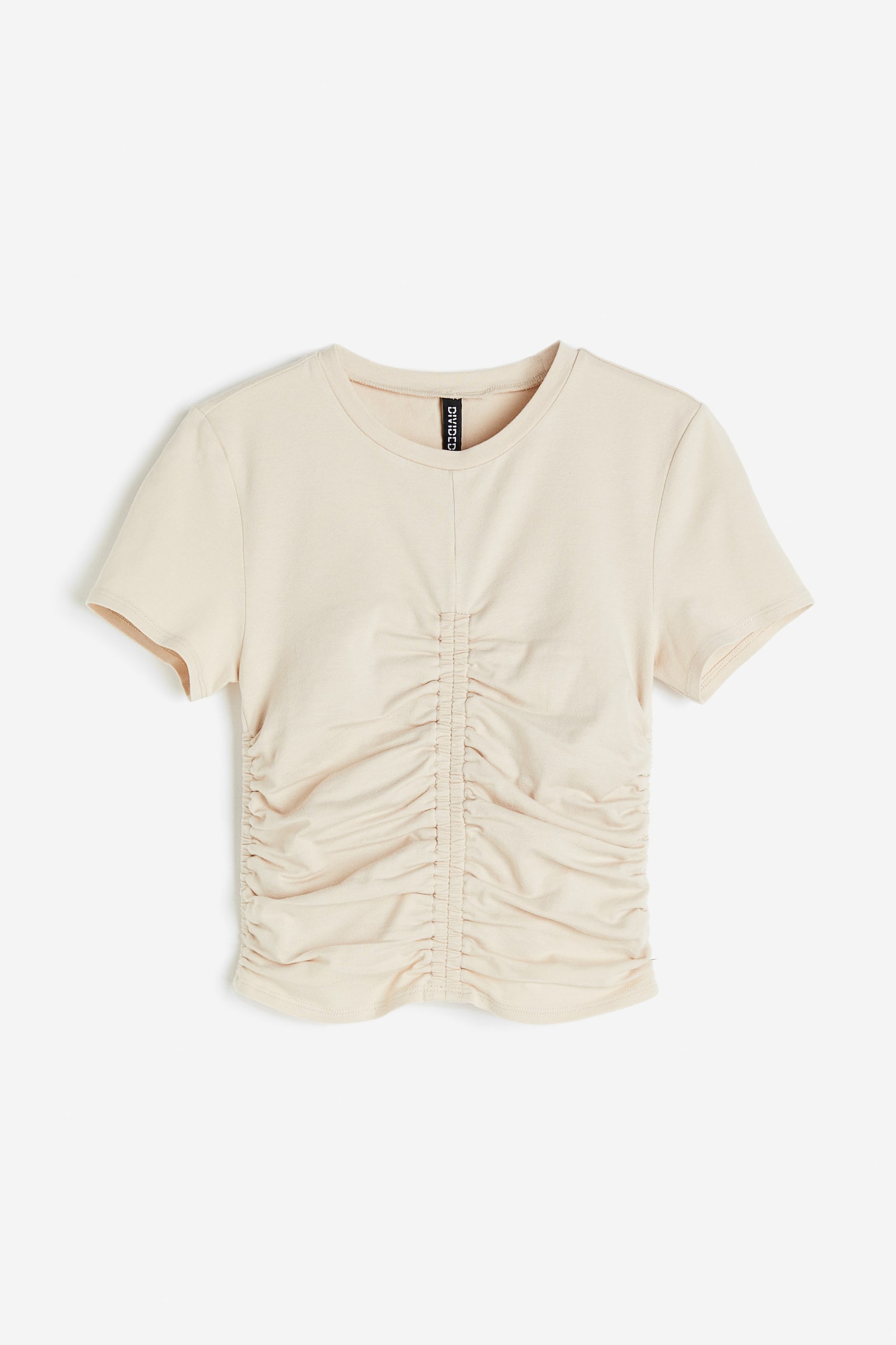 Gathered jersey top - Light beige/Black/Cream/Light grey - 1