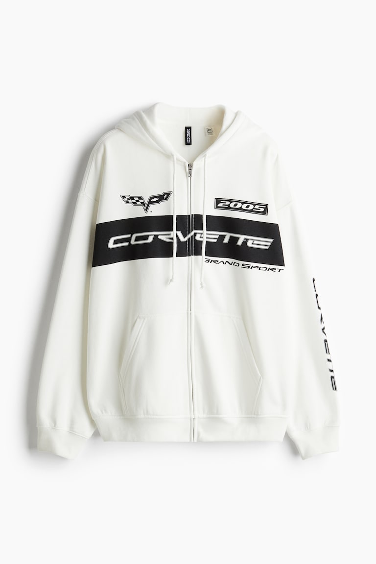 Chaqueta sudadera oversize con motivo estampado Crema/General