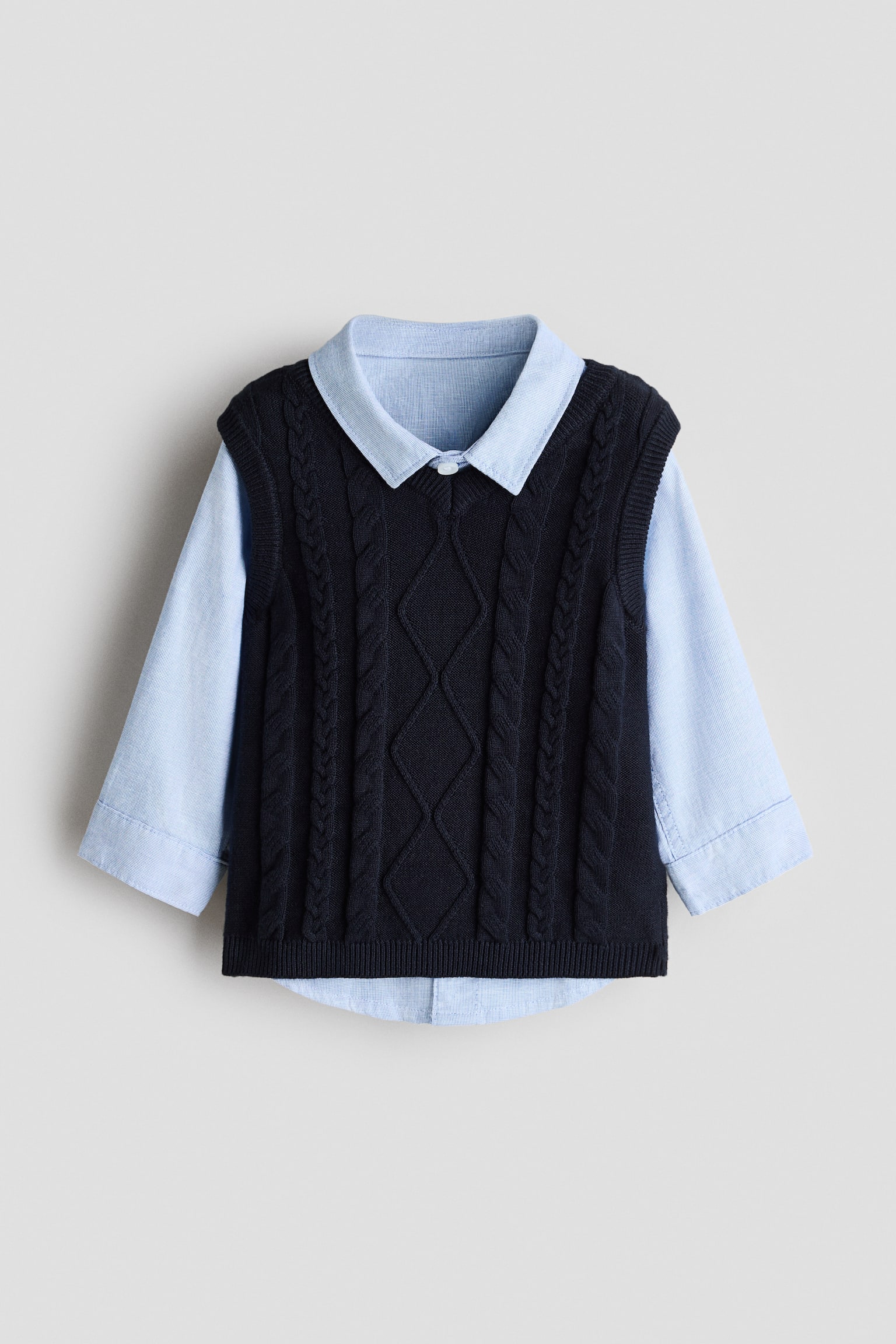 2-piece cotton set - Navy blue/light blue