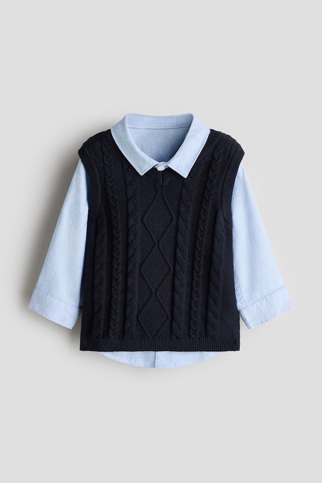 2-piece cotton set - Navy blue/Light blue - 1