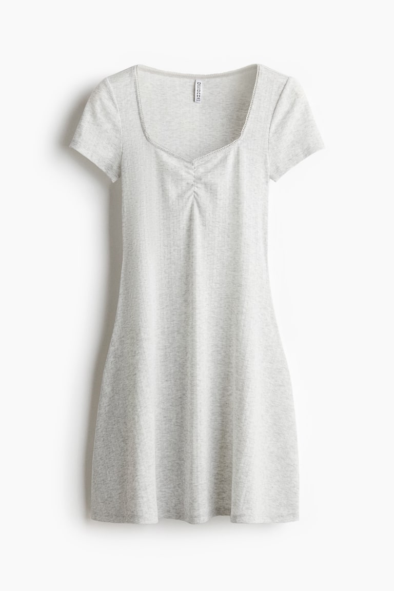 Ladies - Light Grey Pointelle-jersey dress - Size: L - H&M