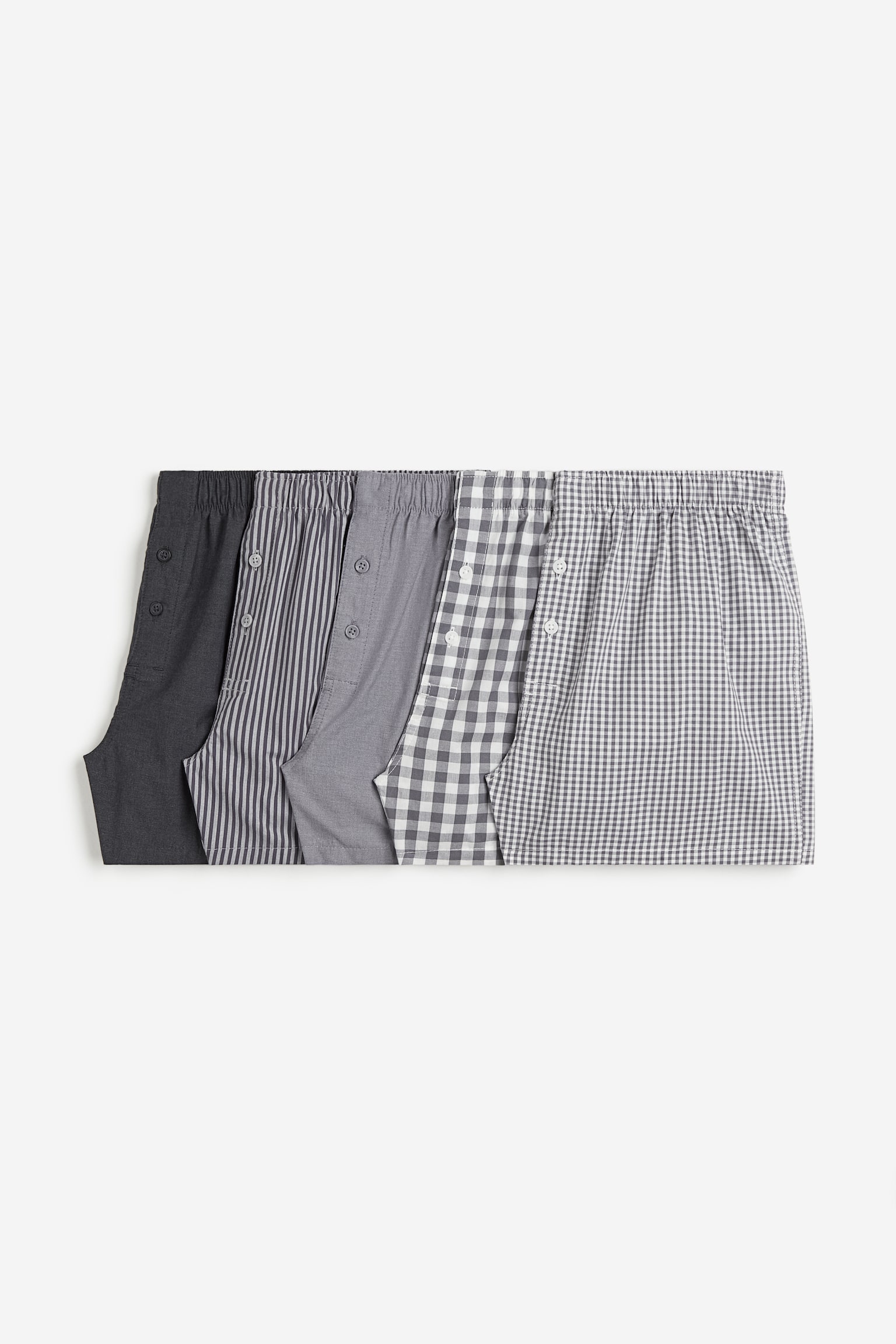 5-pack Woven Cotton Boxer Shorts - Grey/White check/Dark grey/Black/Blue/Check/Dark grey/Check/Light blue/Dark blue/Green/Check/Black/Stripe/Light blue/Stripe/Light green/Dark green/Navy blue/Check/Light blue/Dark blue/Dark grey/Grey/Stripe/Black/Check/Beige/Check/Blue/Check/Dark green/Check/Light beige/Pattern/Greige/Check/Light blue/Stripe/Blue/Check/Dark grey/Check - 2