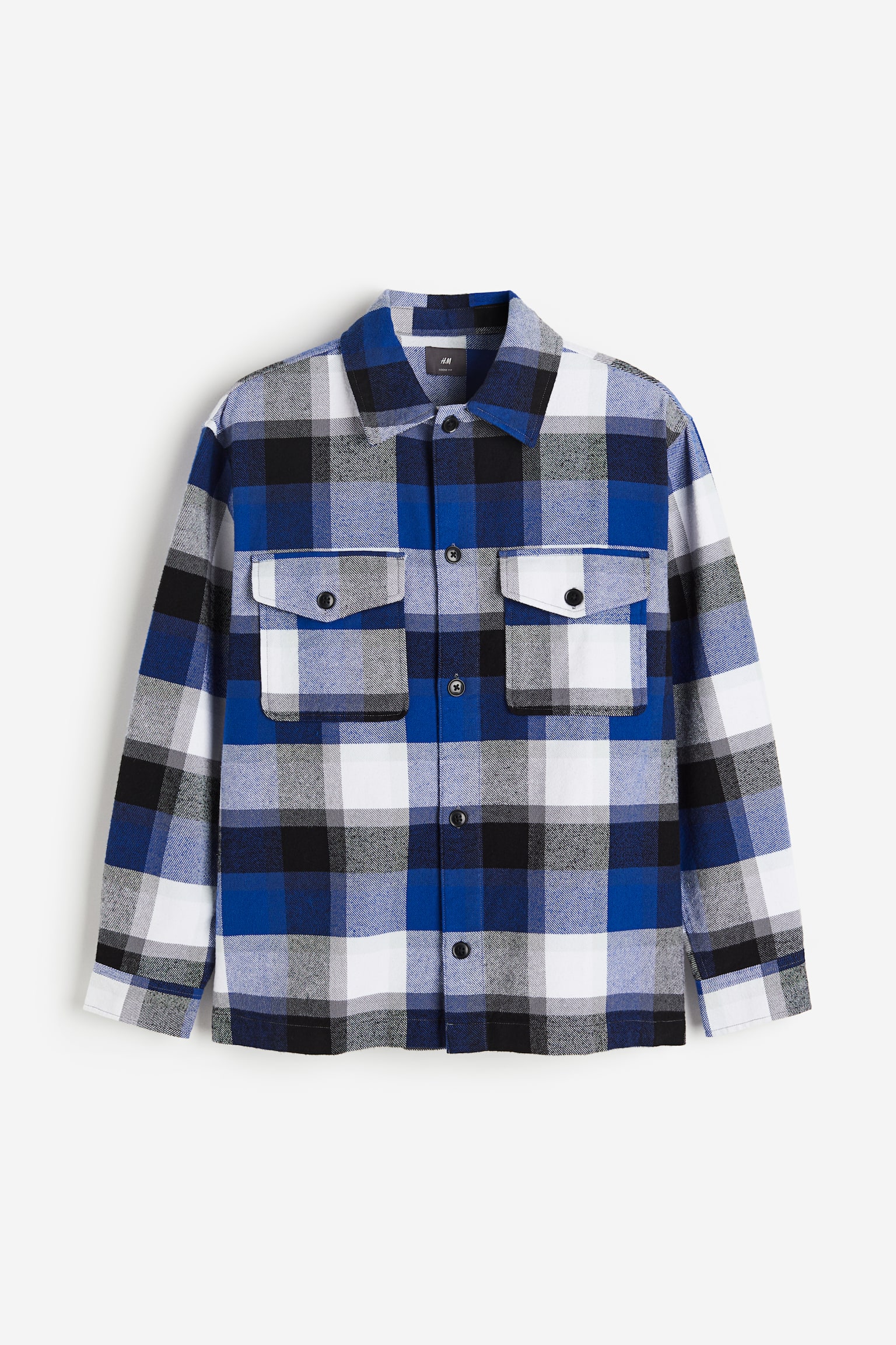 Loose Fit Twill overshirt - Blue/Checked - 1