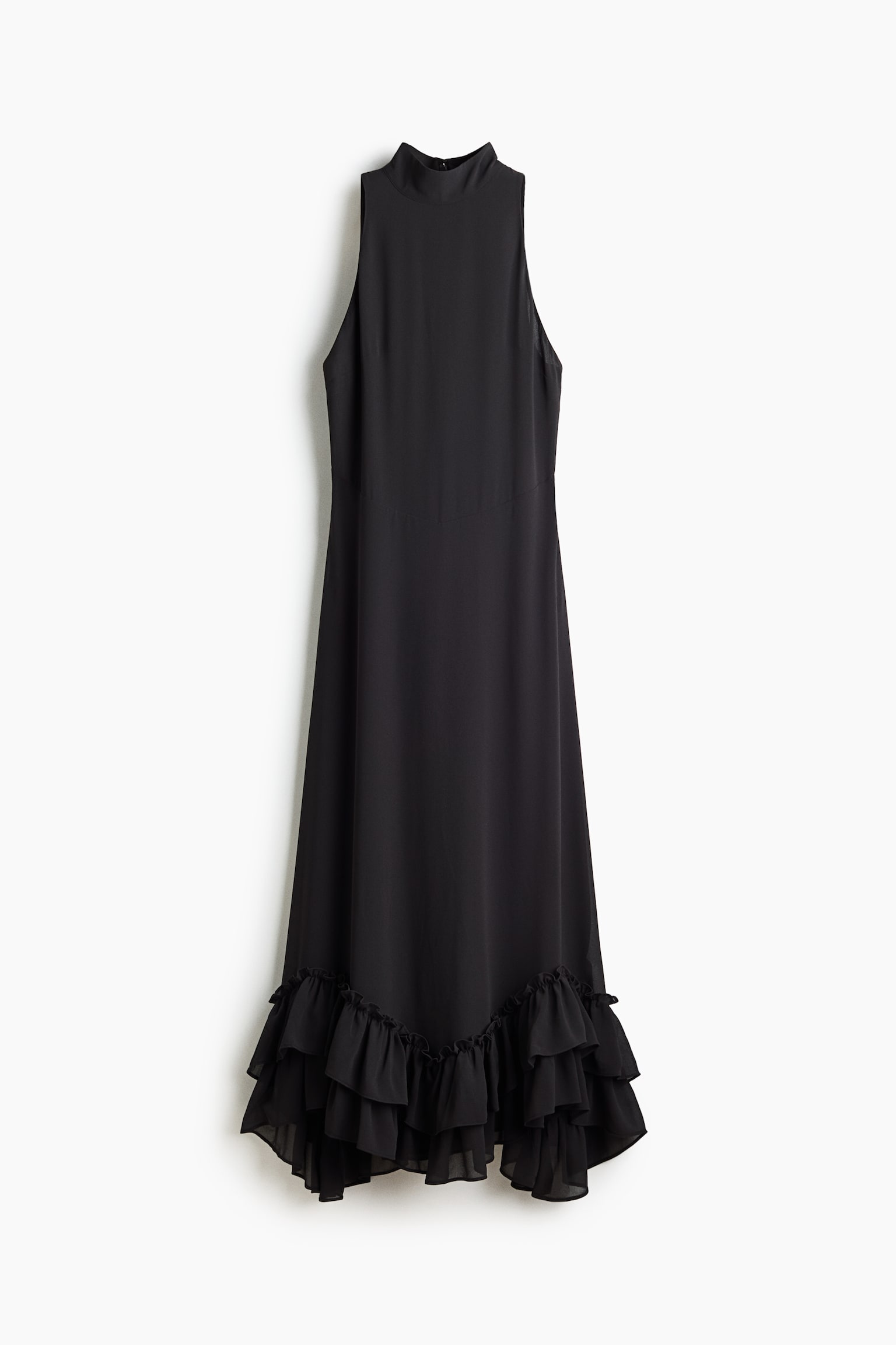 Maxivestido con volantes - Negro/Turquesa oscuro - 1