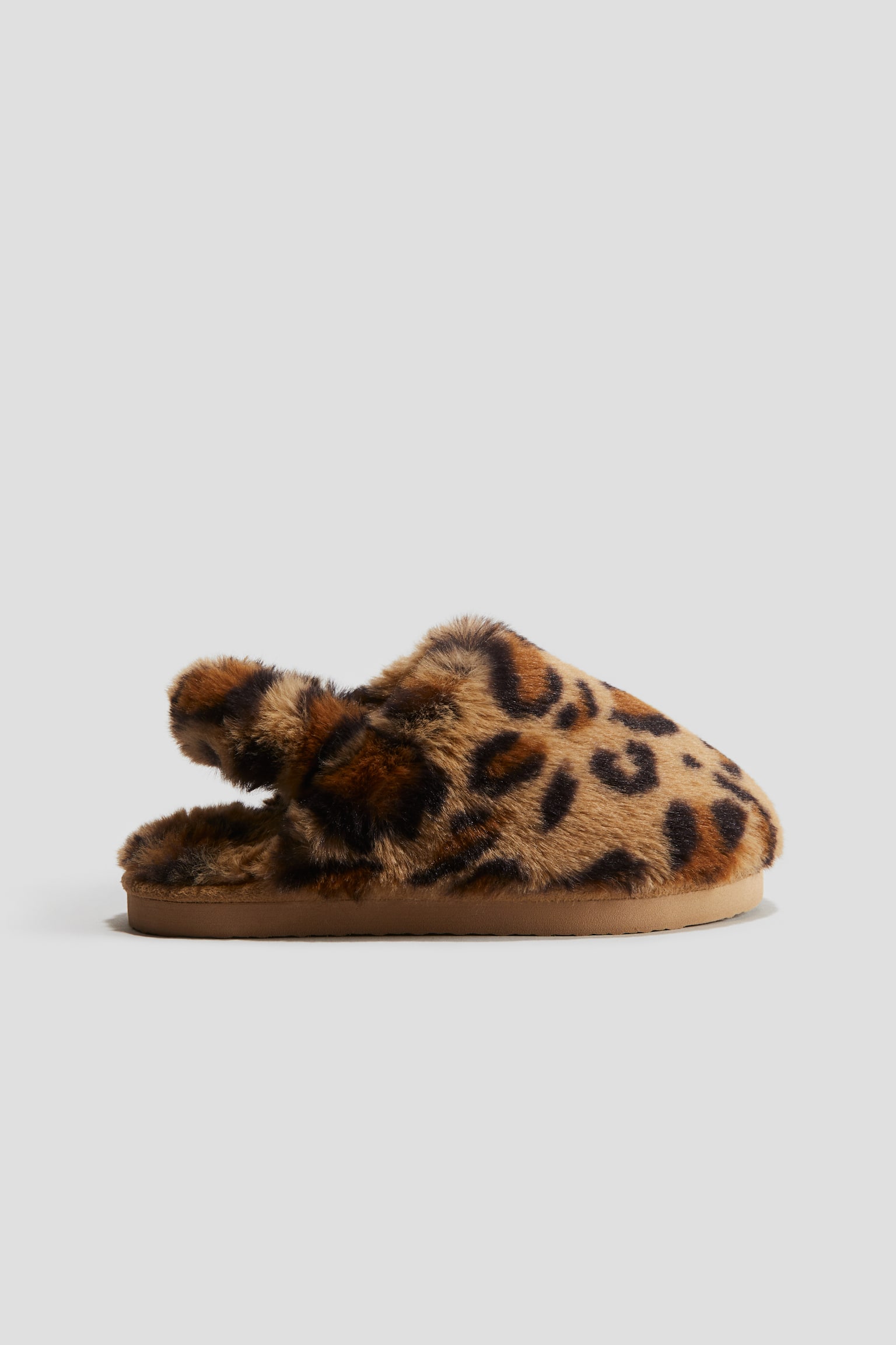 Fluffy-lined slippers - Beige/Leopard print/Dark beige - 1