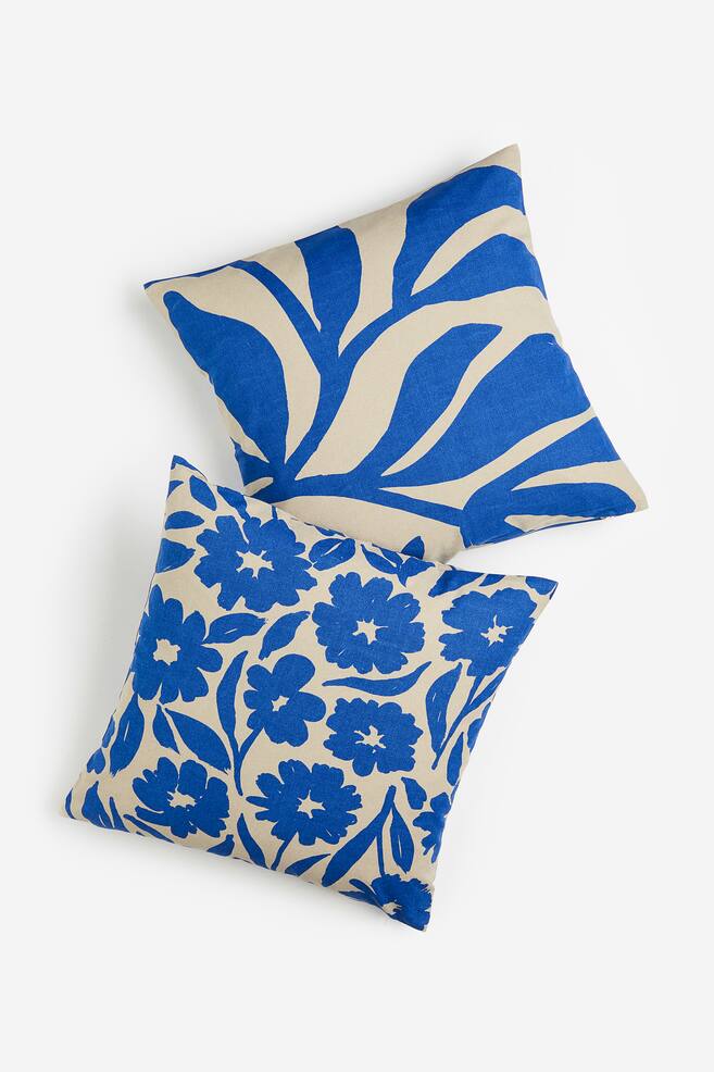 2-pack cotton canvas cushion covers - Bright blue/Beige/Pink/Orange/Dark grey/Light beige - 1