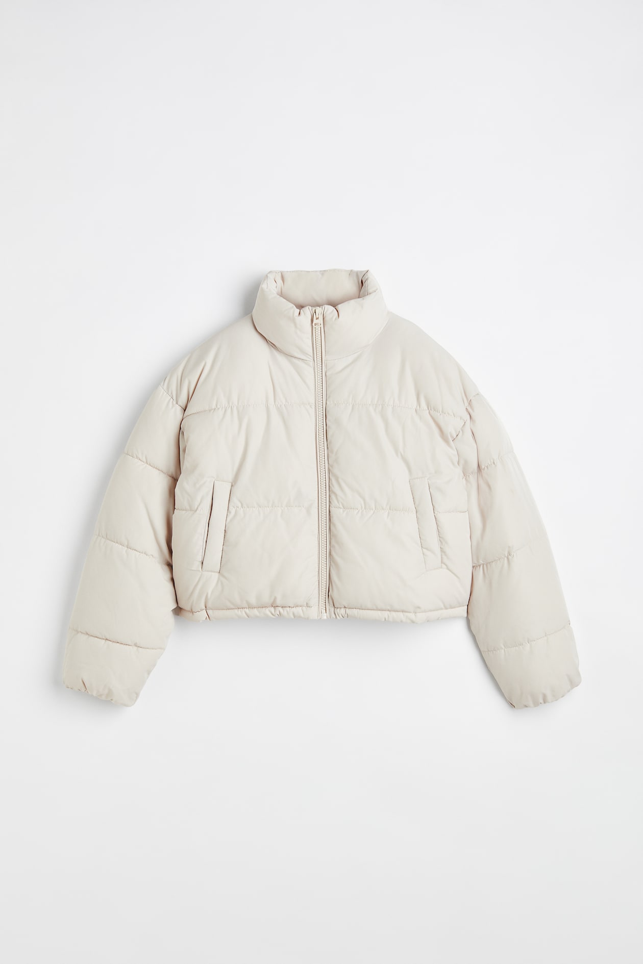 Puffer jacket - Long sleeve - Regular length - Light beige - Ladies | H ...